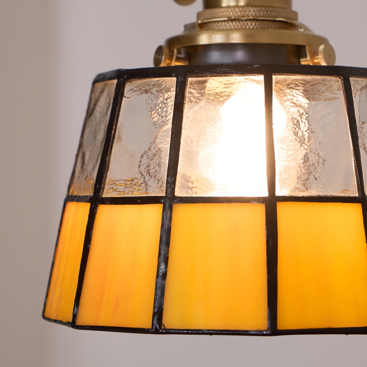 Pendant Lamp Stained Glass Shade Vintage Pattern Brass Retro - Letslighting