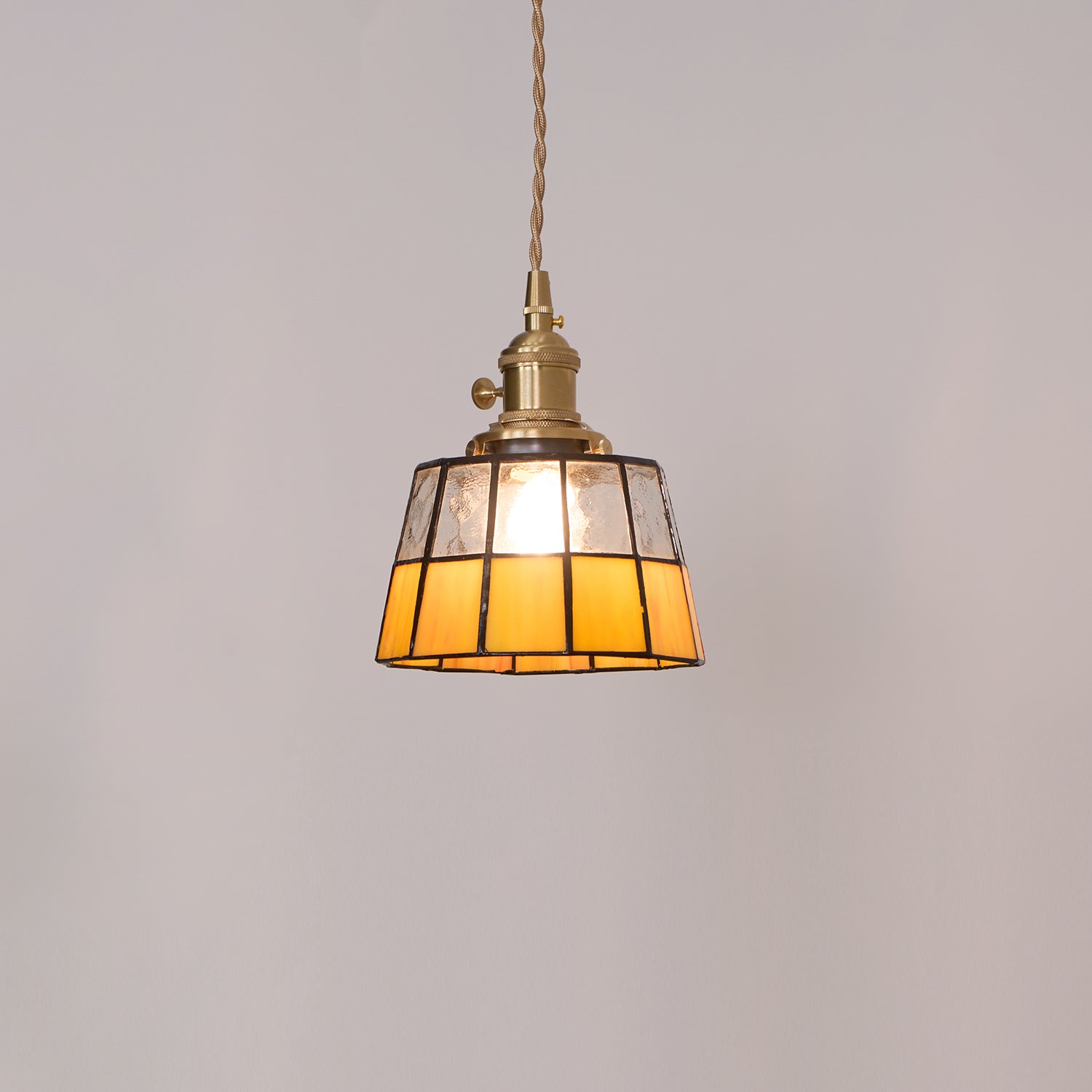 Pendant Lamp Stained Glass Shade Vintage Pattern Brass Retro - Letslighting