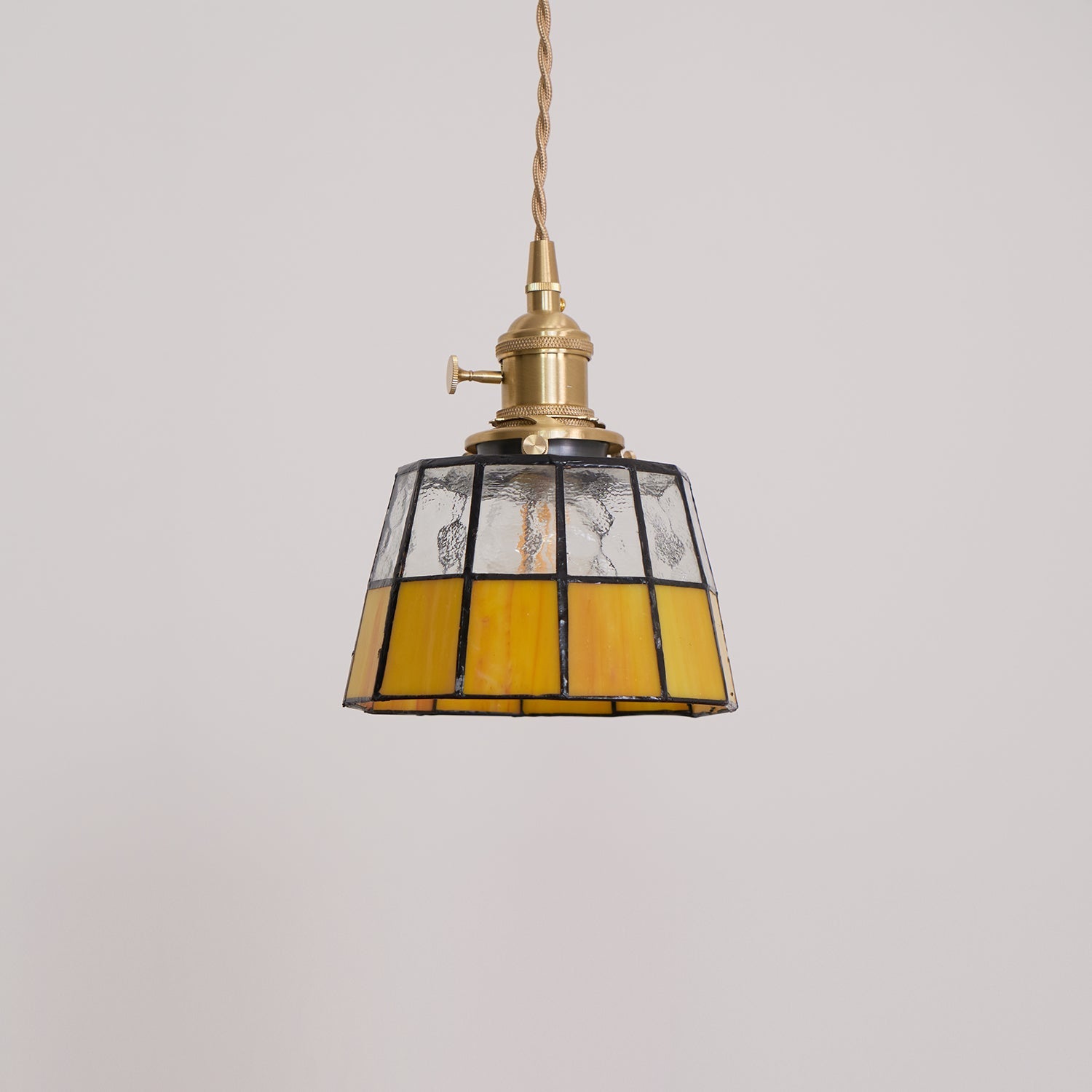 Pendant Lamp Stained Glass Shade Vintage Pattern Brass Retro - Letslighting