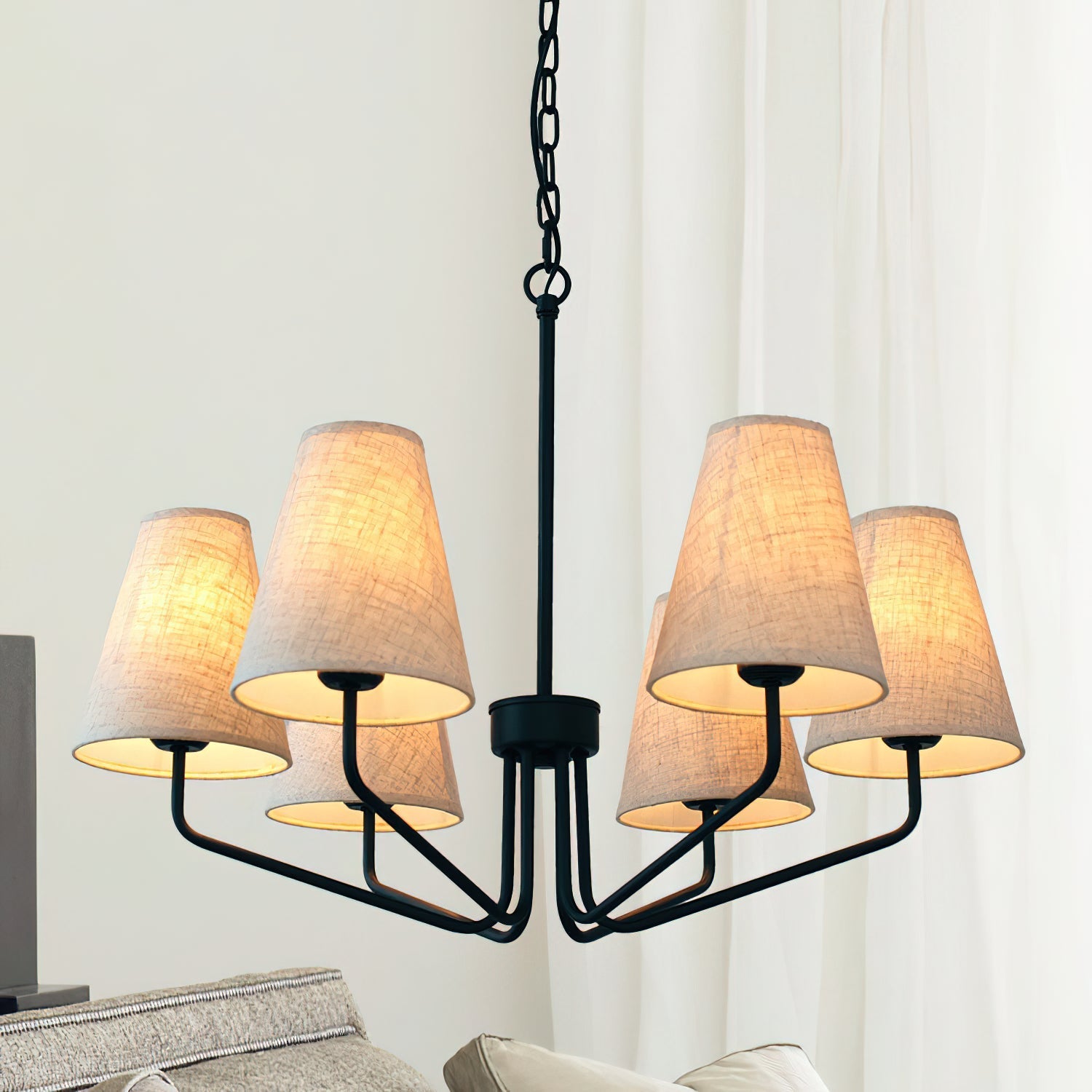 Aurdoreth Vintage Industrial Brass Fabric Chandelier - Letslighting