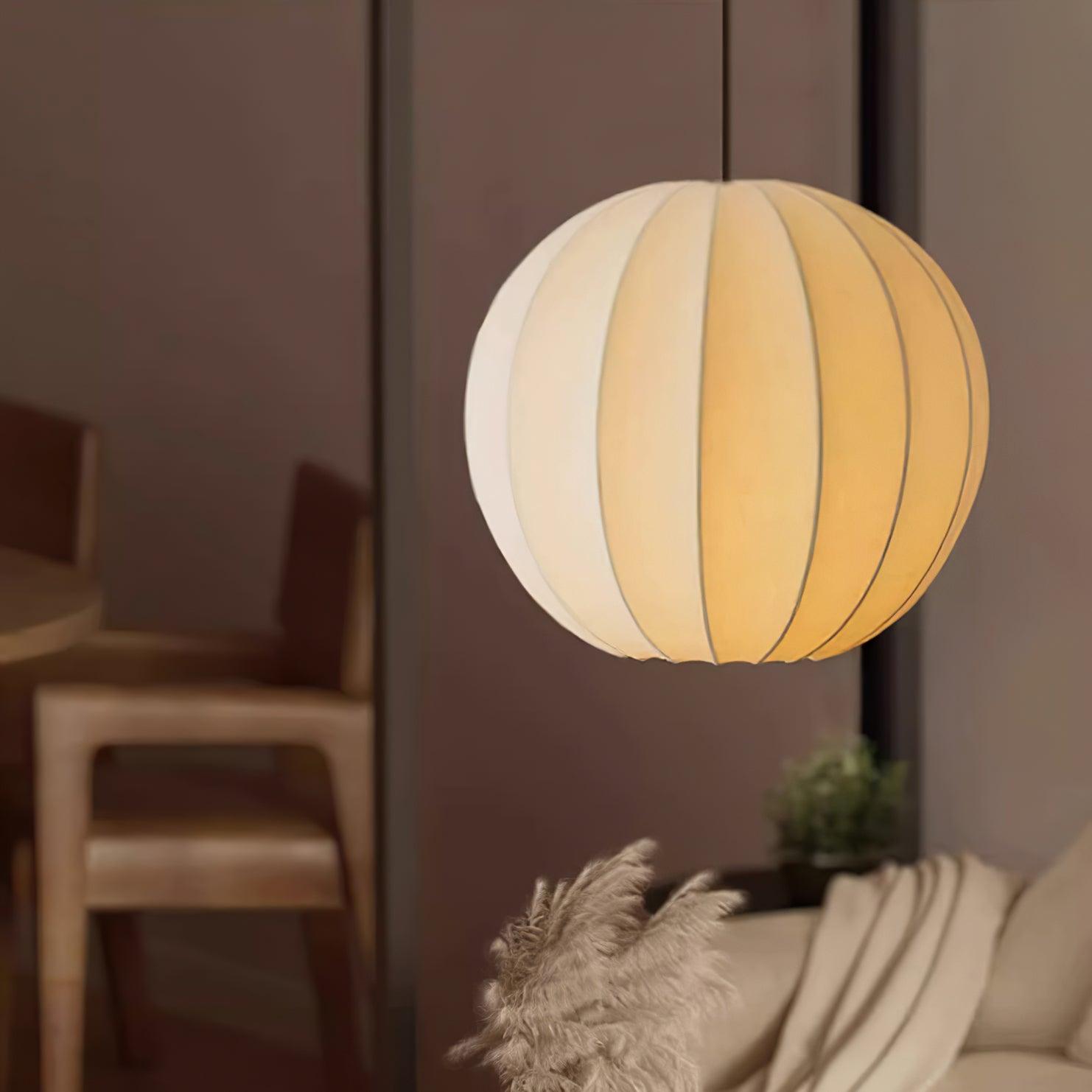 Pendant Light Silk Ribbed Globe Modern Minimalist Ambient Dining - Letslighting