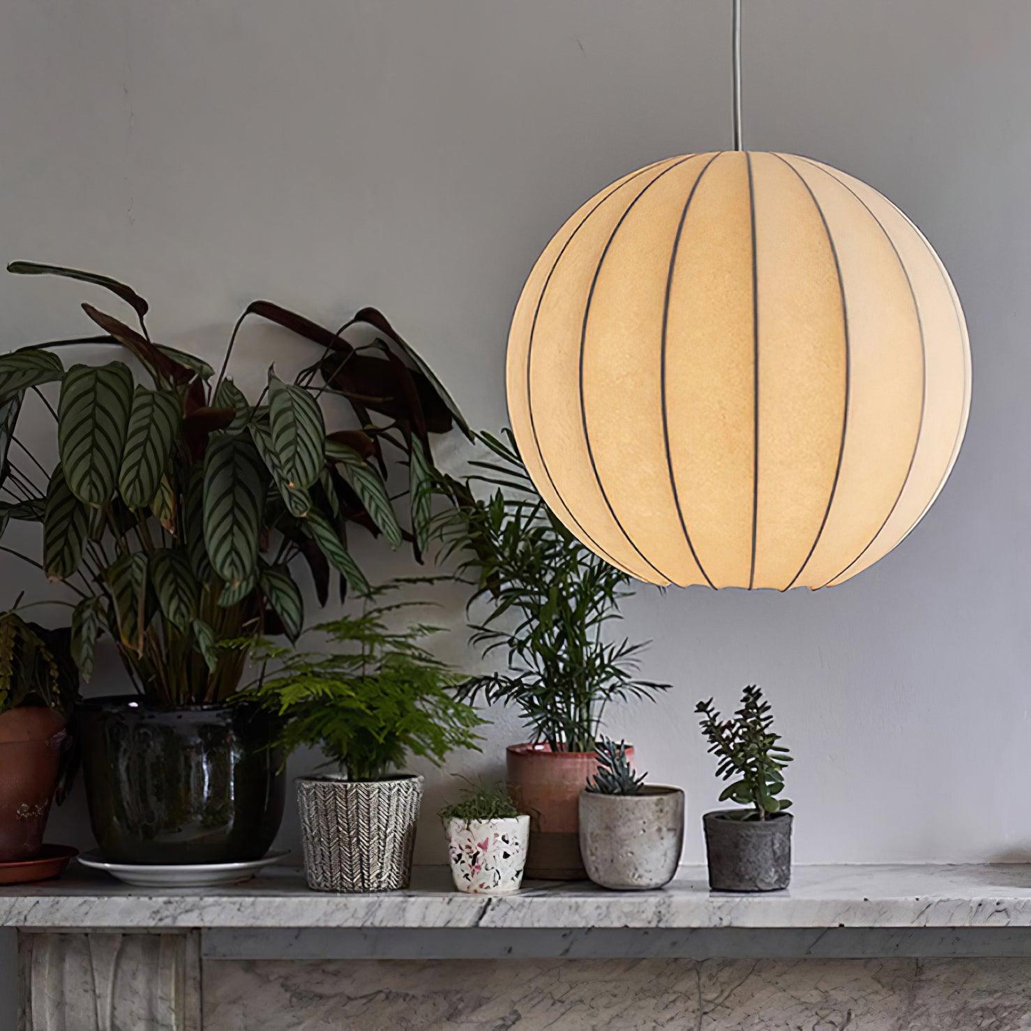 Pendant Light Silk Ribbed Globe Modern Minimalist Ambient Dining - Letslighting