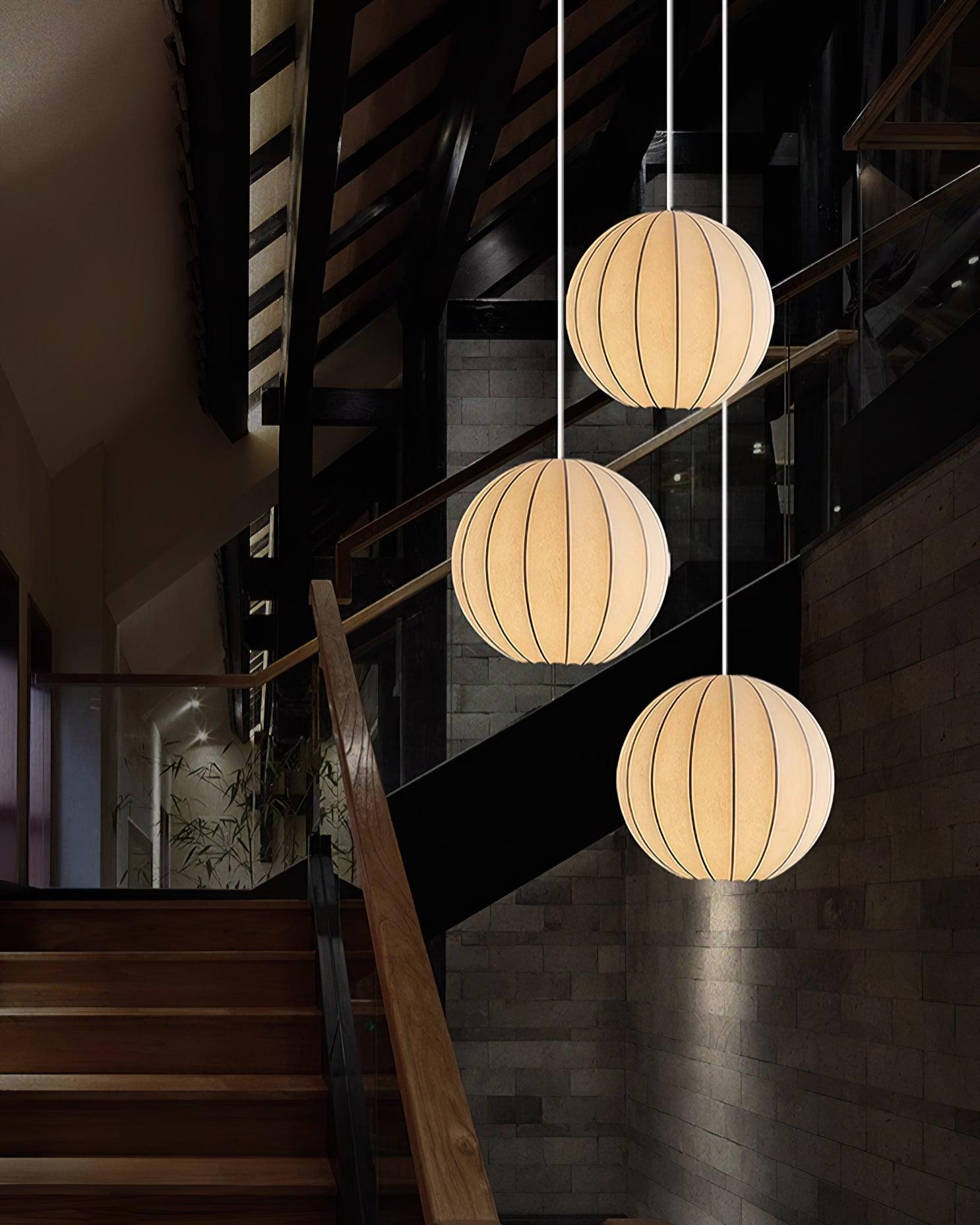 Pendant Light Silk Ribbed Globe Modern Minimalist Ambient Dining - Letslighting