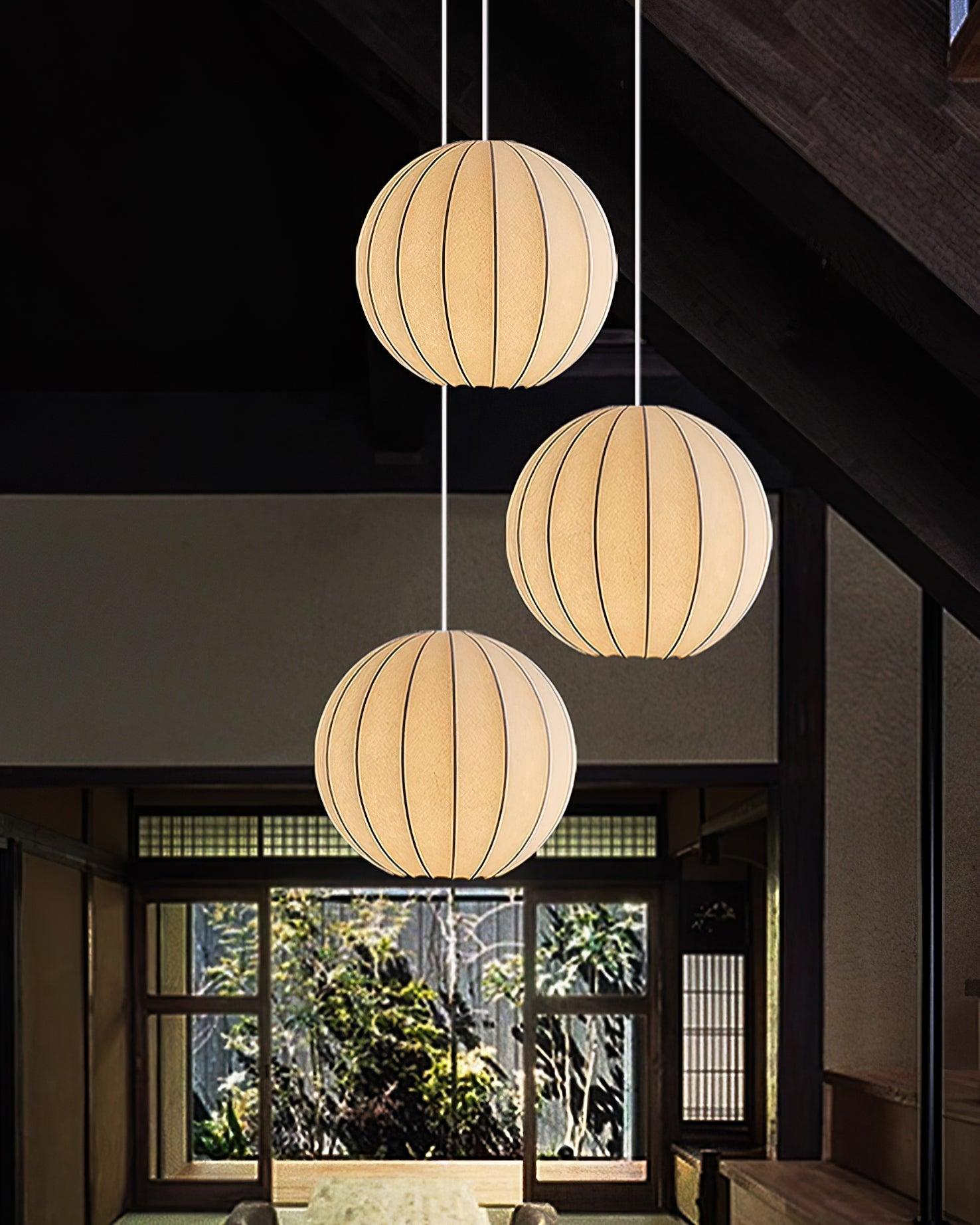 Pendant Light Silk Ribbed Globe Modern Minimalist Ambient Dining - Letslighting