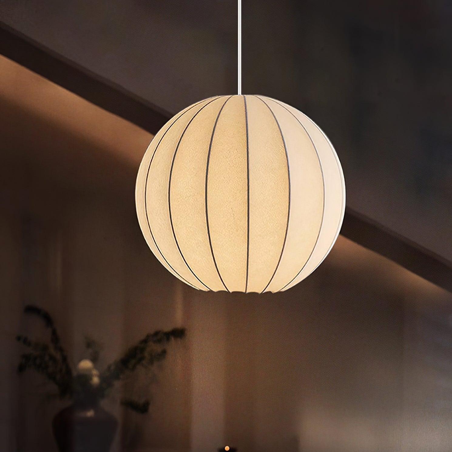 Pendant Light Silk Ribbed Globe Modern Minimalist Ambient Dining - Letslighting