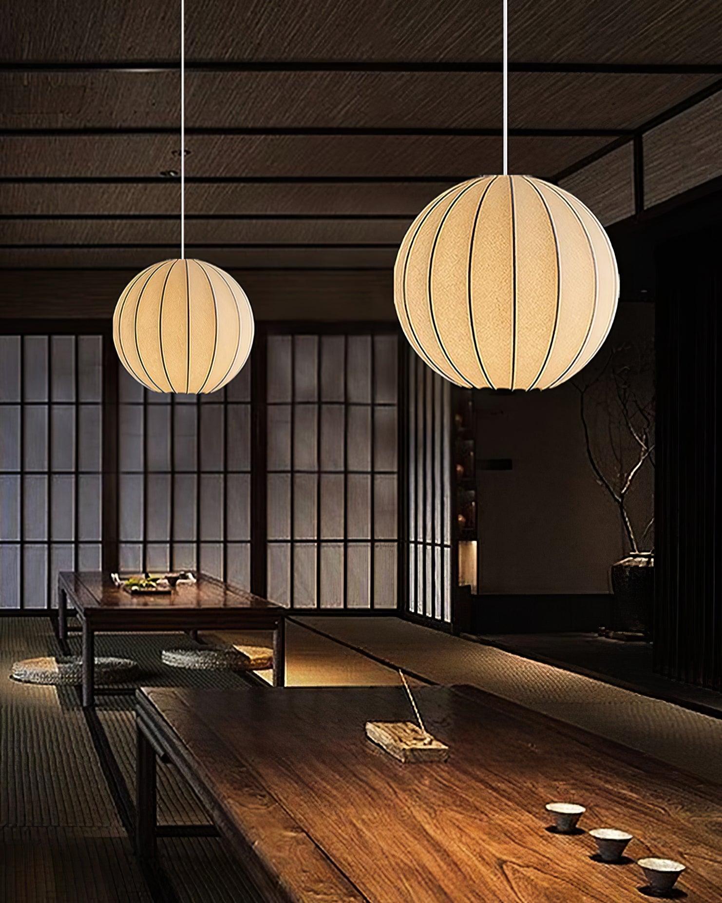 Pendant Light Silk Ribbed Globe Modern Minimalist Ambient Dining - Letslighting