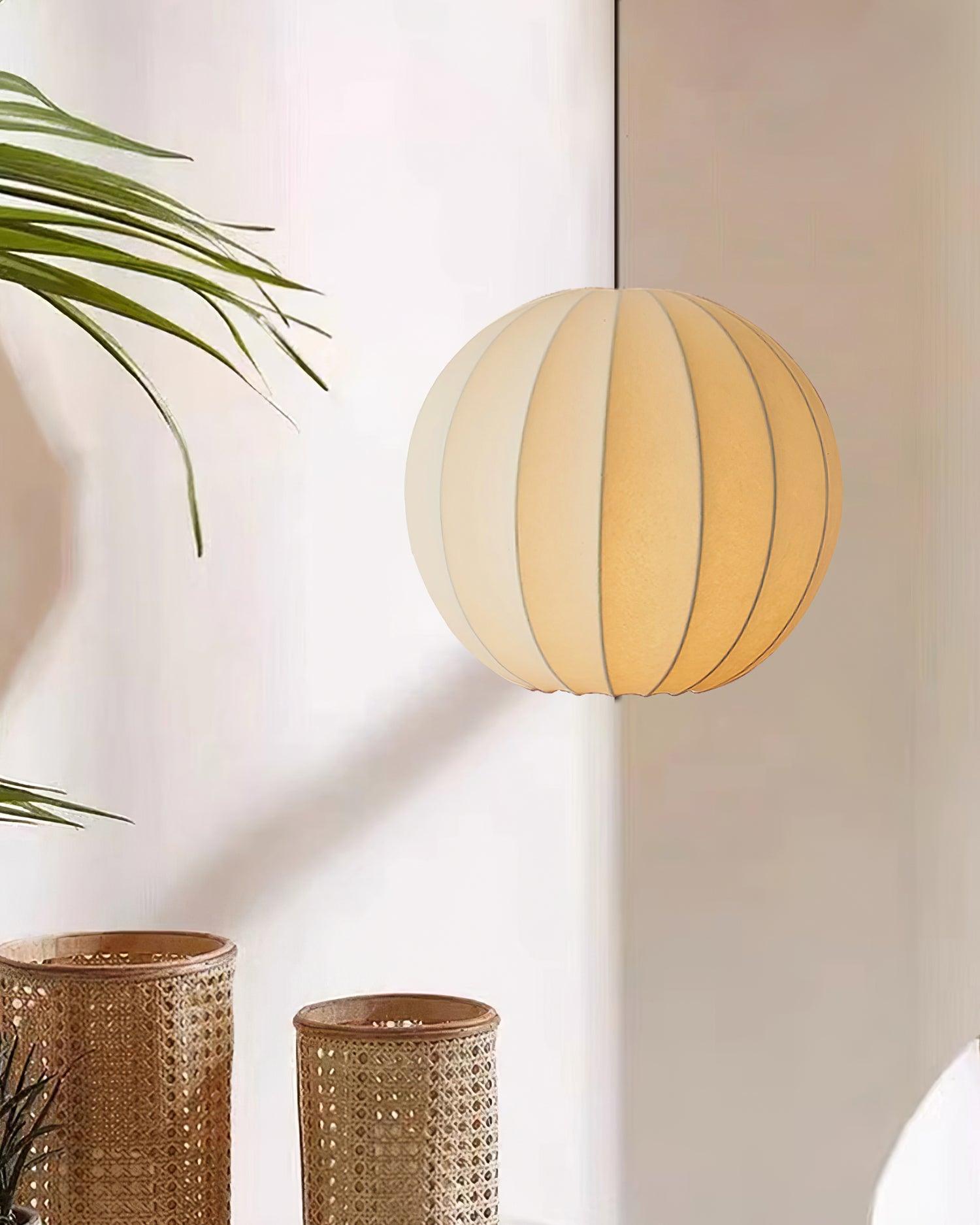 Pendant Light Silk Ribbed Globe Modern Minimalist Ambient Dining - Letslighting