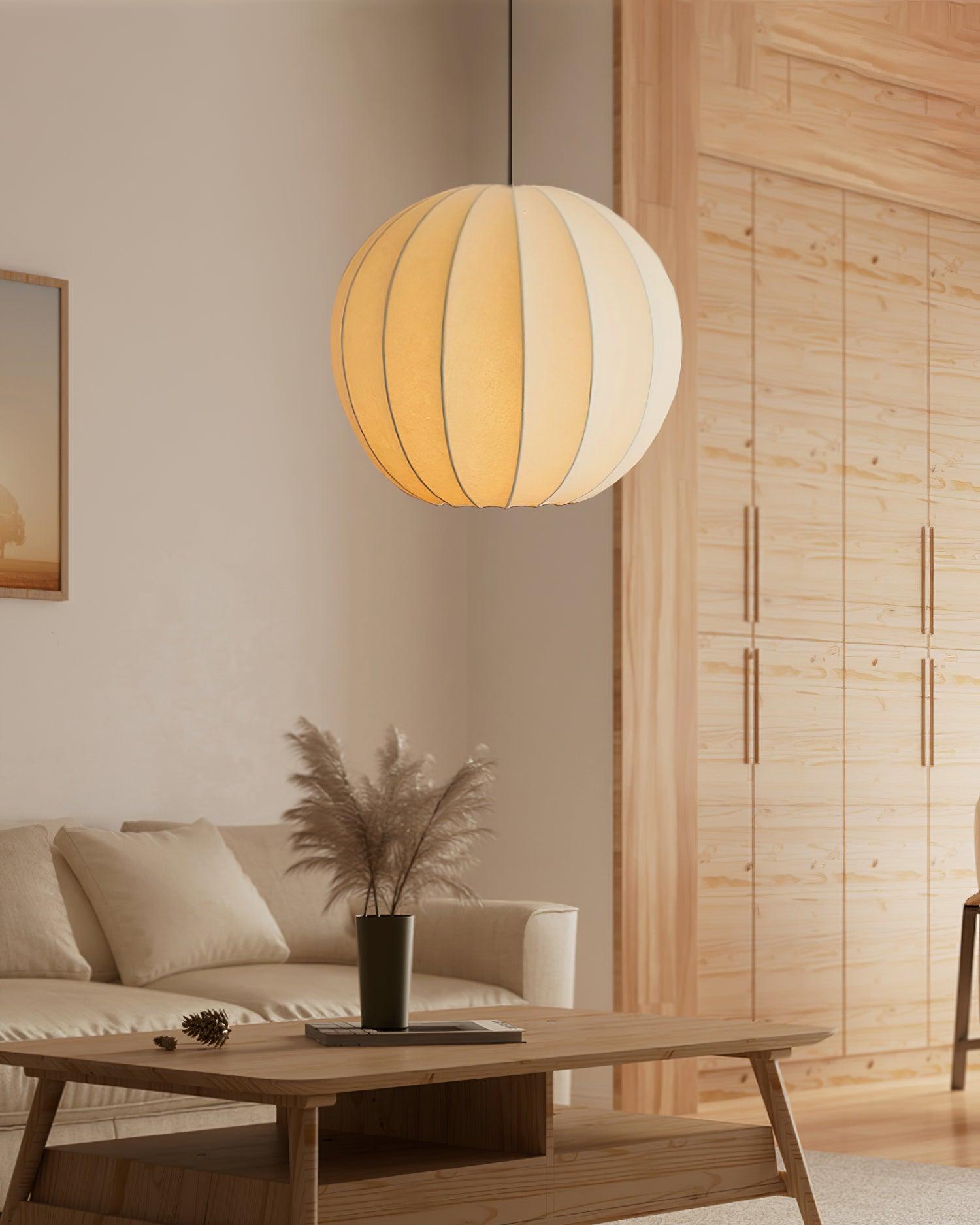 Pendant Light Silk Ribbed Globe Modern Minimalist Ambient Dining - Letslighting