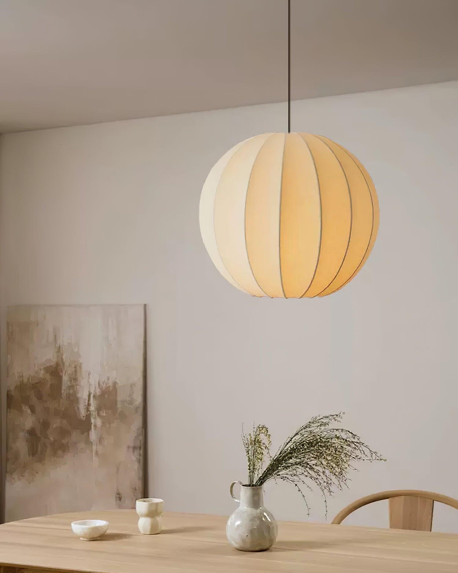 Pendant Light Silk Ribbed Globe Modern Minimalist Ambient Dining - Letslighting