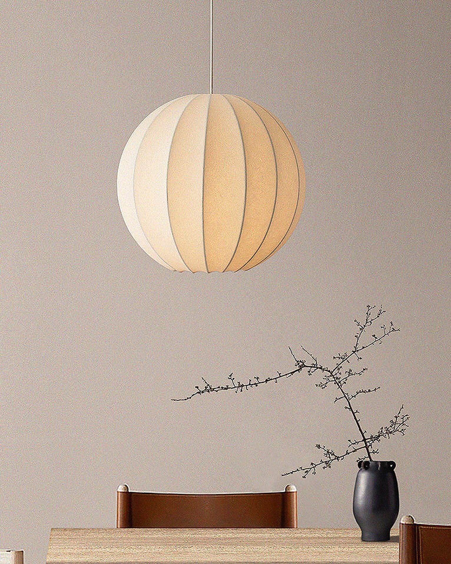 Pendant Light Silk Ribbed Globe Modern Minimalist Ambient Dining - Letslighting