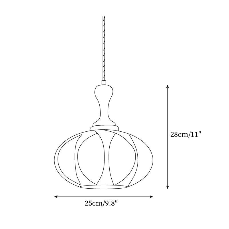 Kenso Pendant Lamp Fabric Spherical Wood Neck - Letslighting