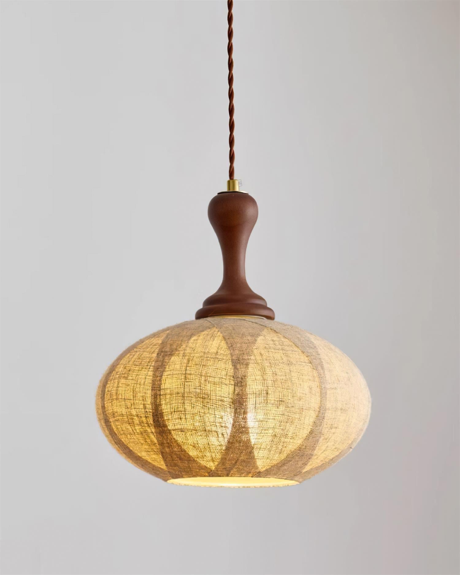 Kenso Pendant Lamp Fabric Spherical Wood Neck - Letslighting