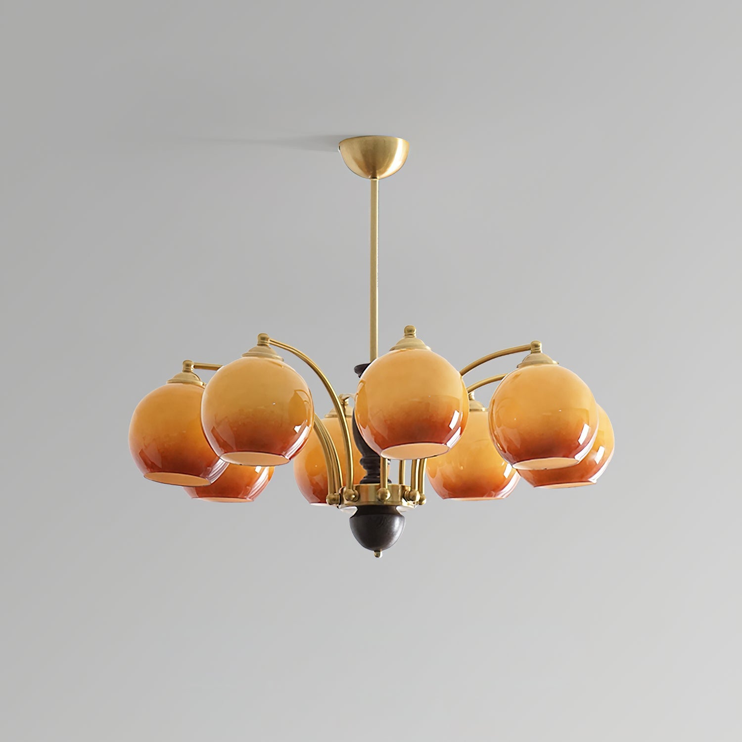 Chandelier Glass Shades Frame Wood Accents Mid-Century Calm - Letslighting