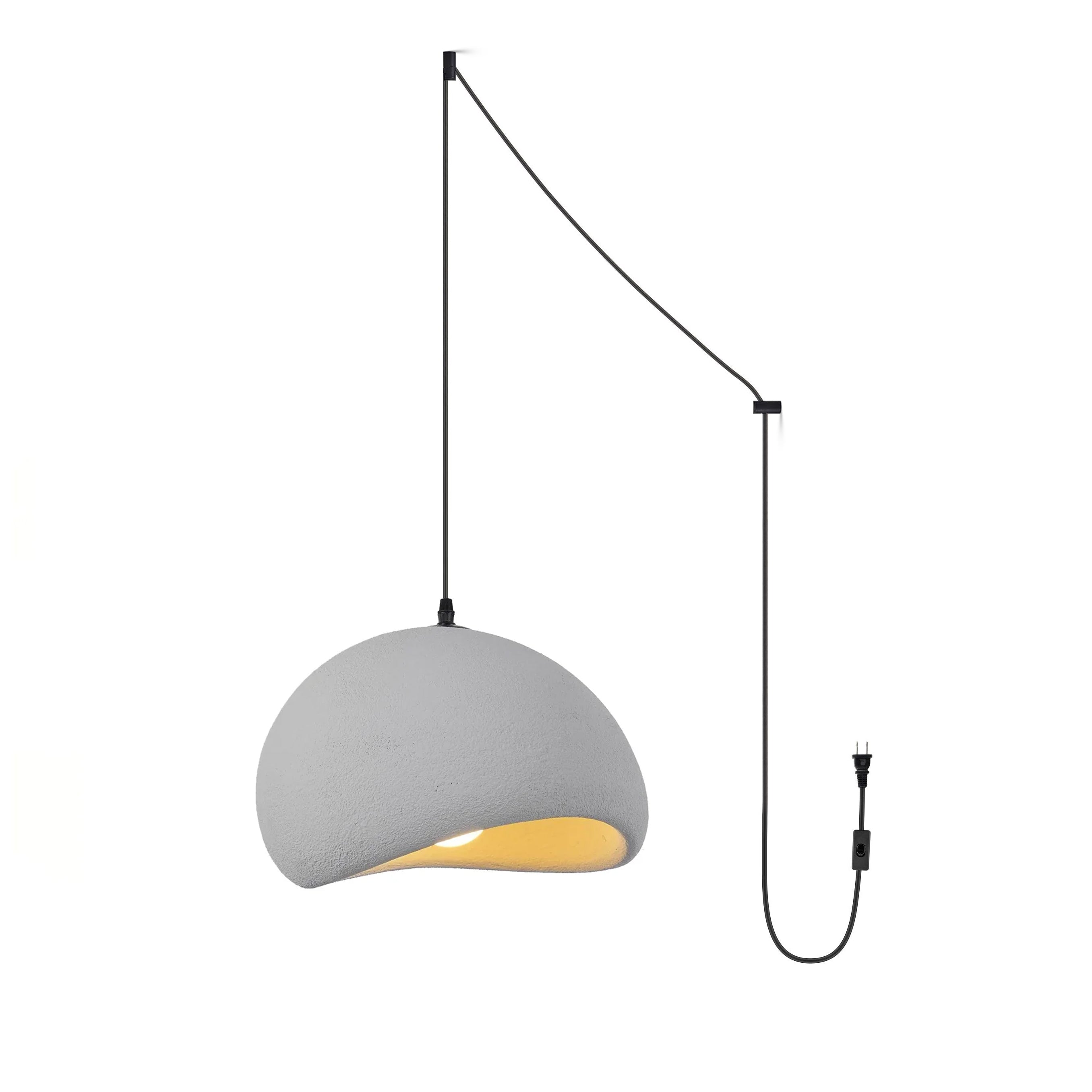 Solara Pendant Lamp Plaster Half Dome Plug In Wabi Sabi - Letslighting