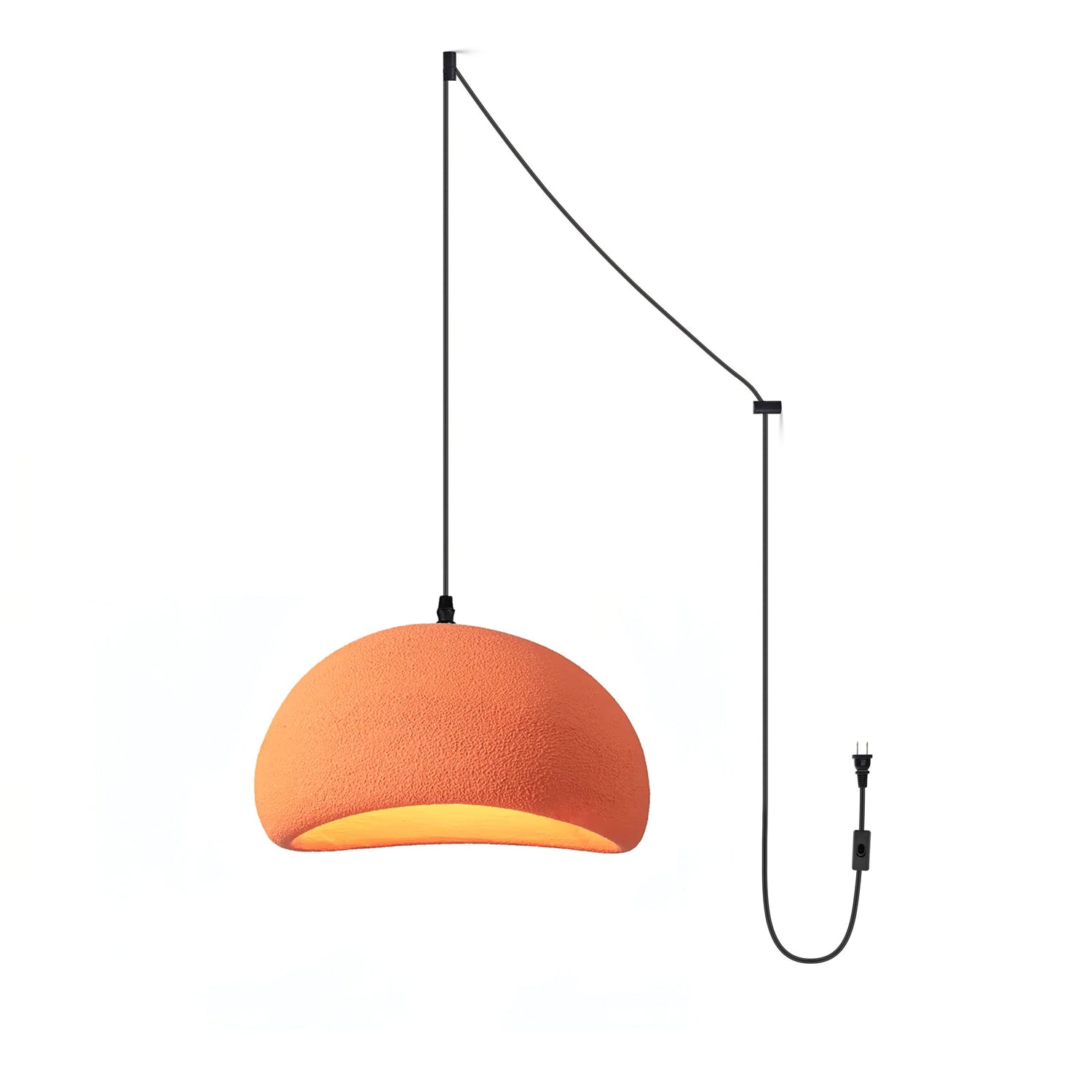 Solara Pendant Lamp Plaster Half Dome Plug In Wabi Sabi - Letslighting