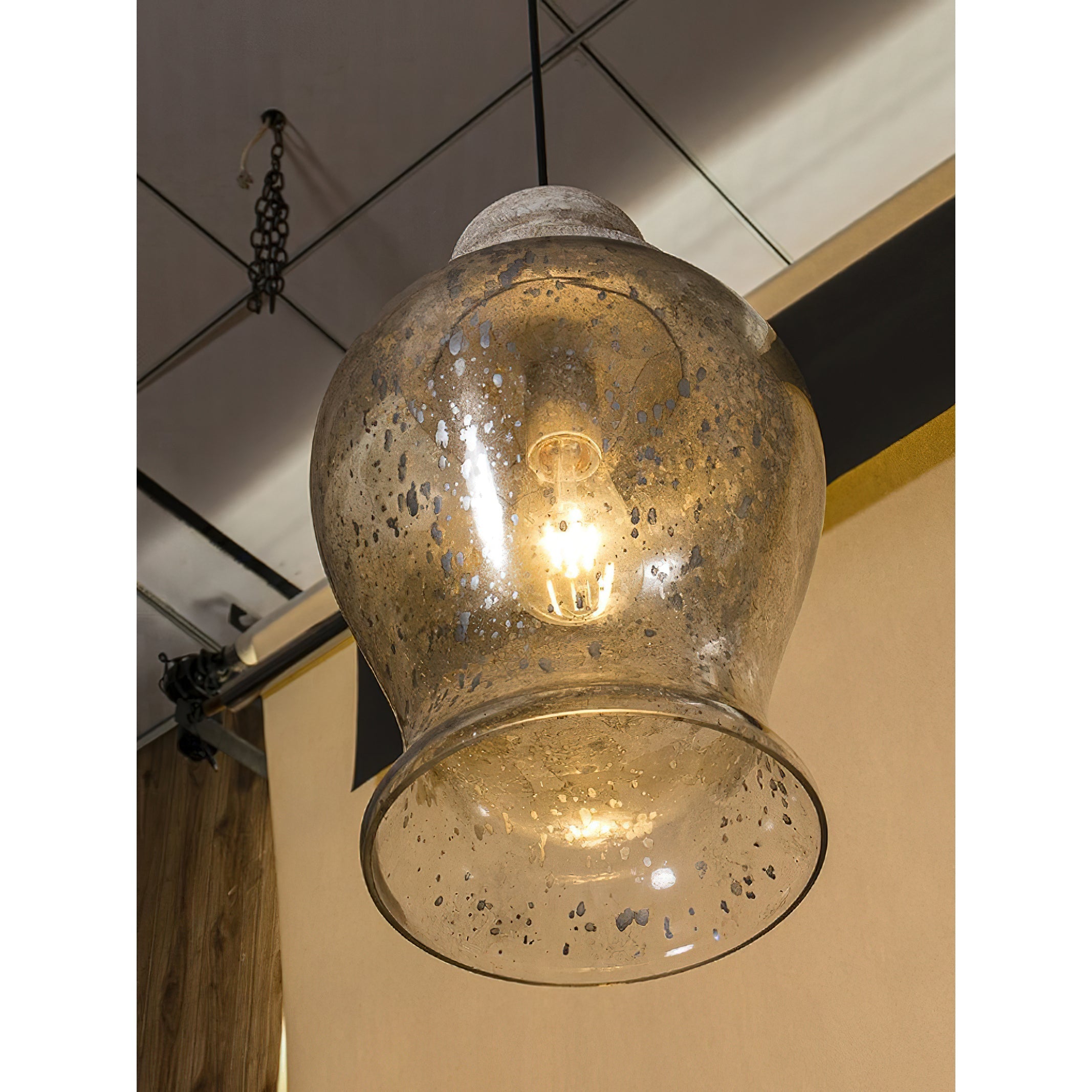 Ilvenel Vintage Industrial Wooden Glass Pendant Lamp - Letslighting