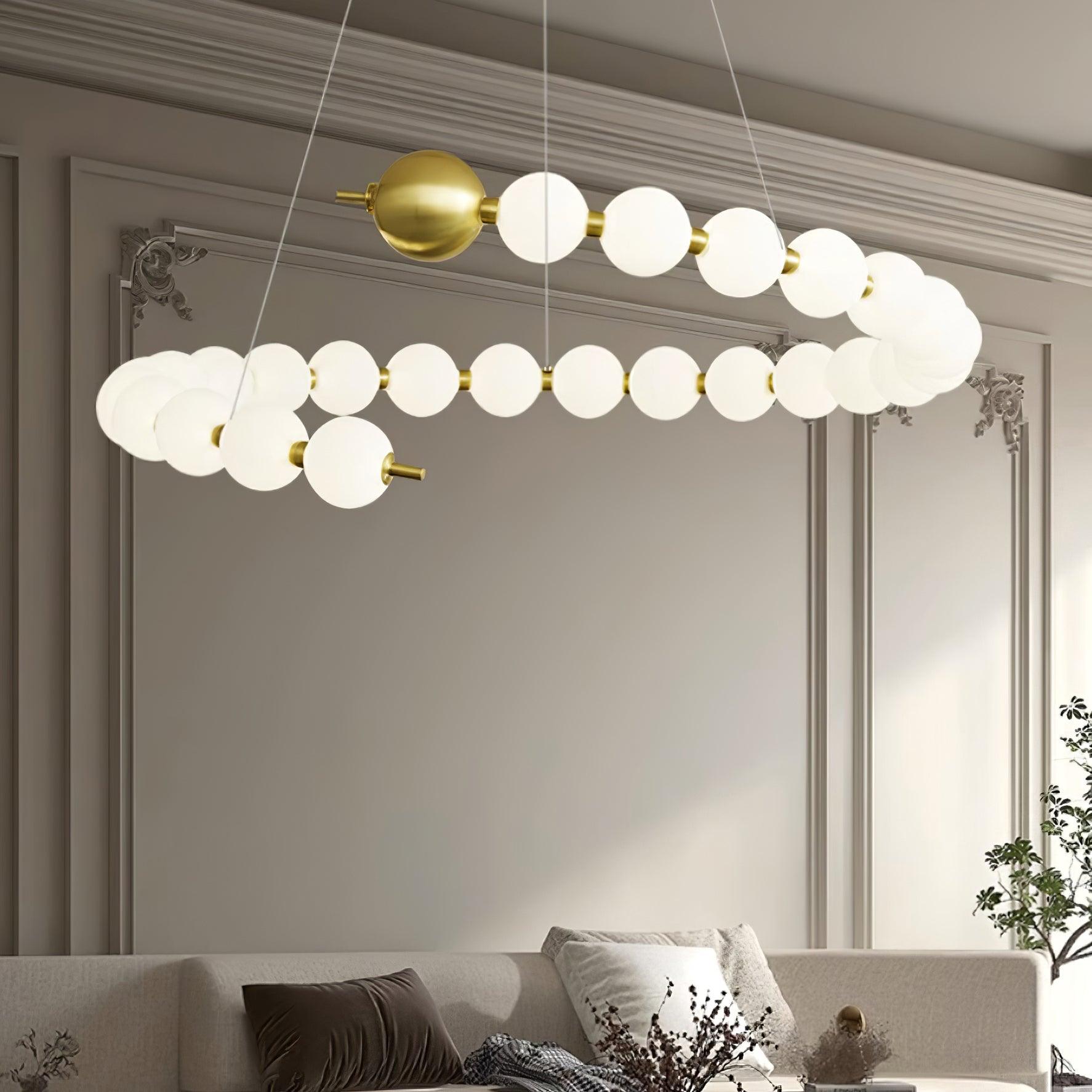 Chandelier Brass Ring Acrylic Spheres Modern Minimalist - Letslighting