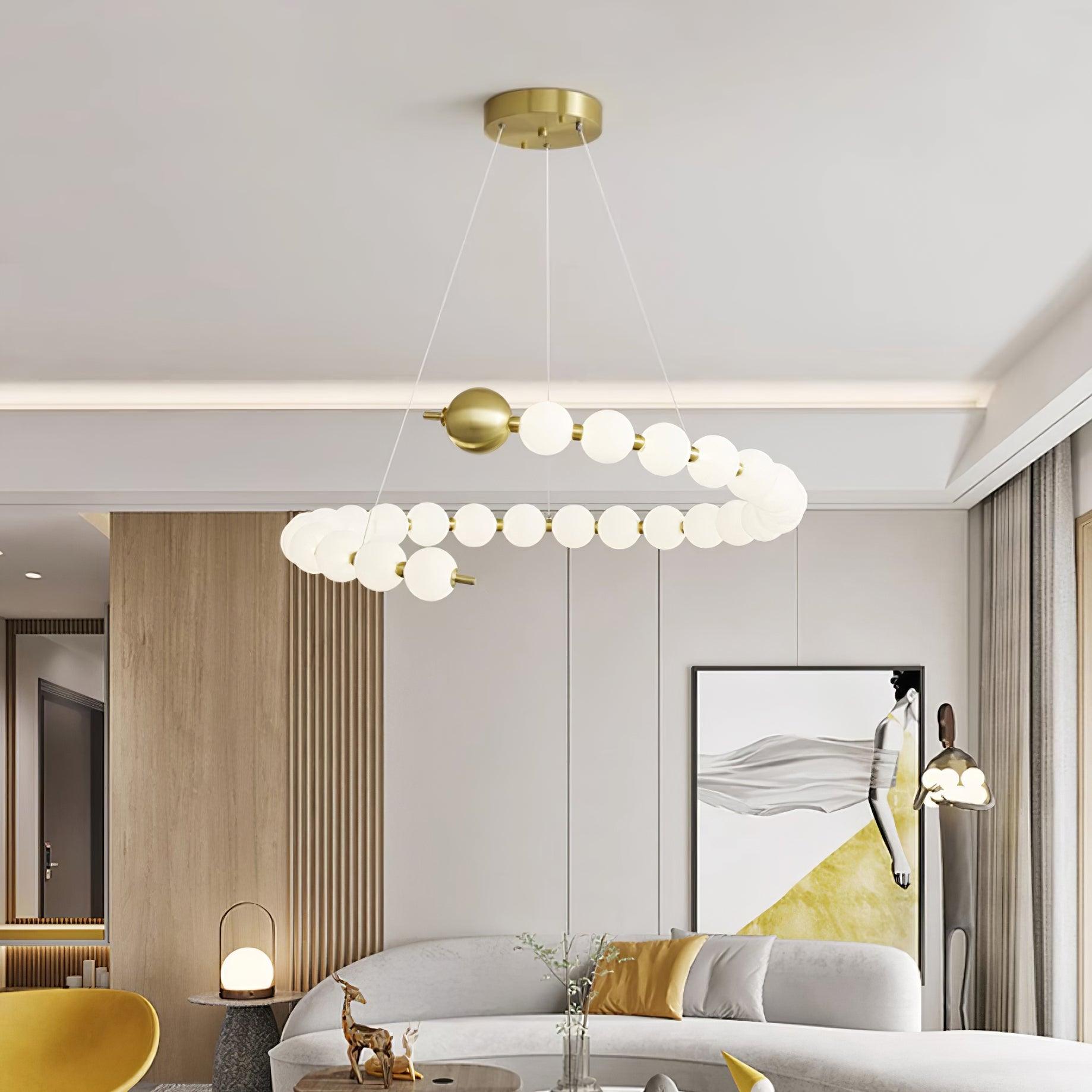Chandelier Brass Ring Acrylic Spheres Modern Minimalist - Letslighting