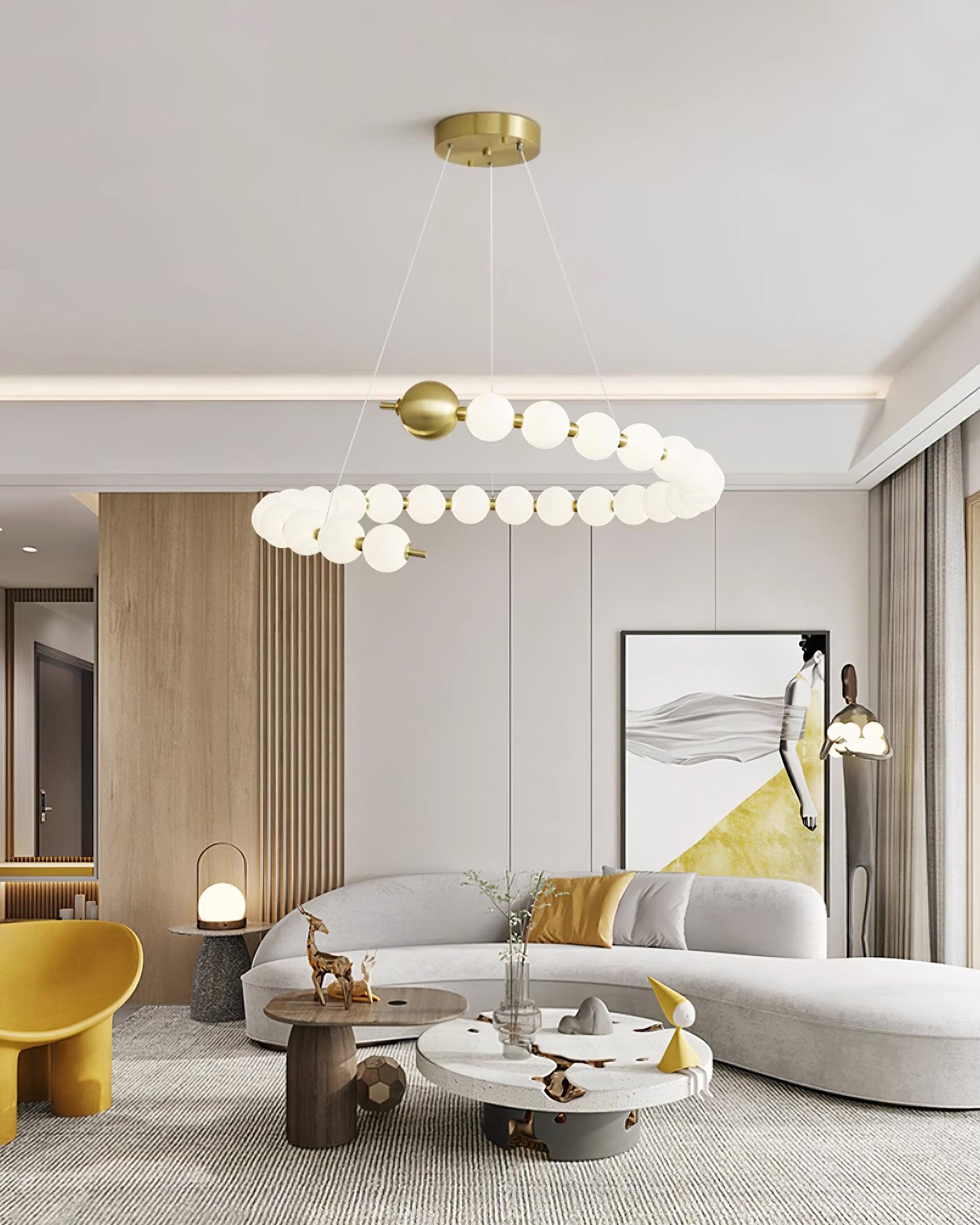 Chandelier Brass Ring Acrylic Spheres Modern Minimalist - Letslighting