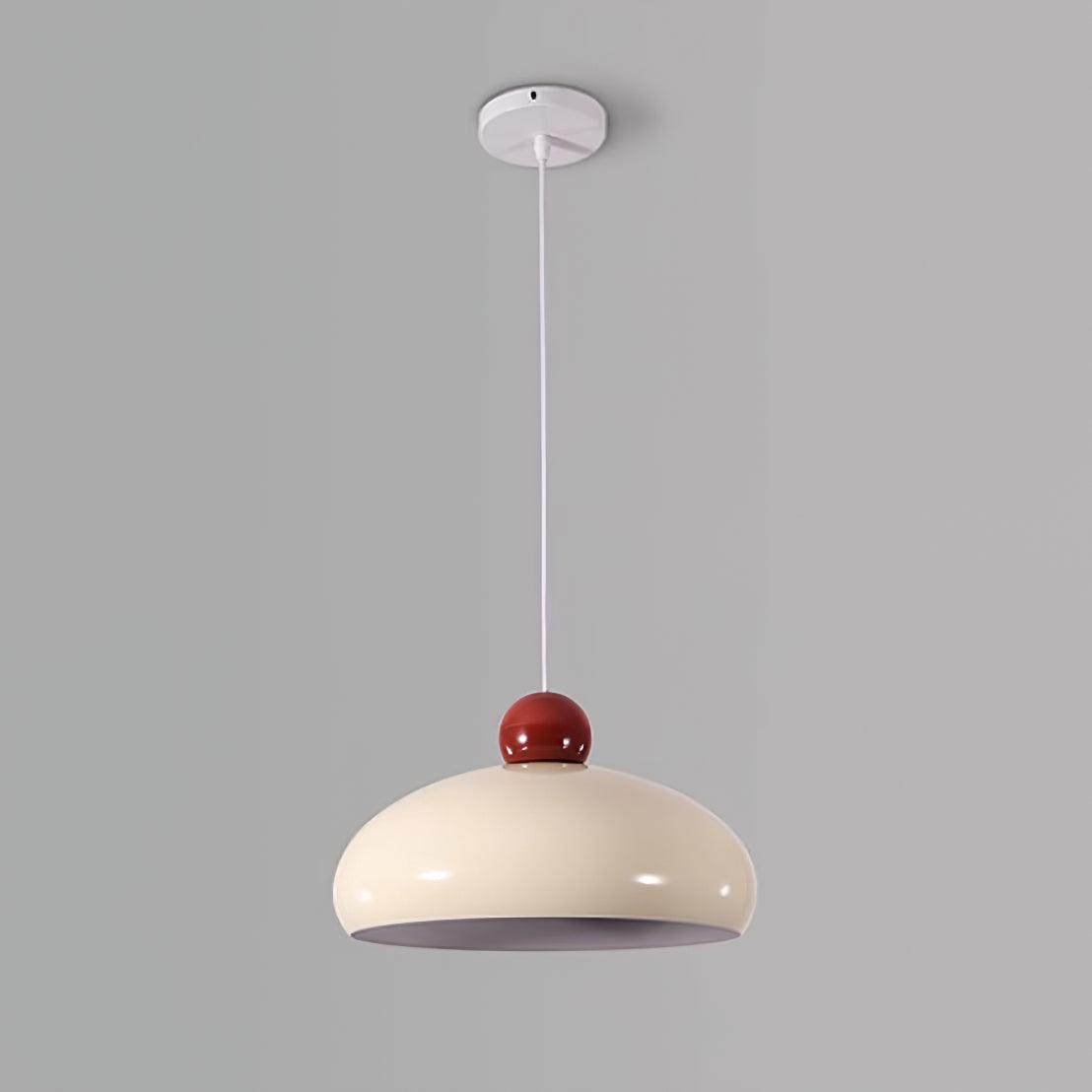 Pendant Light Dome Shade White Red Accent Urban Retro - Letslighting