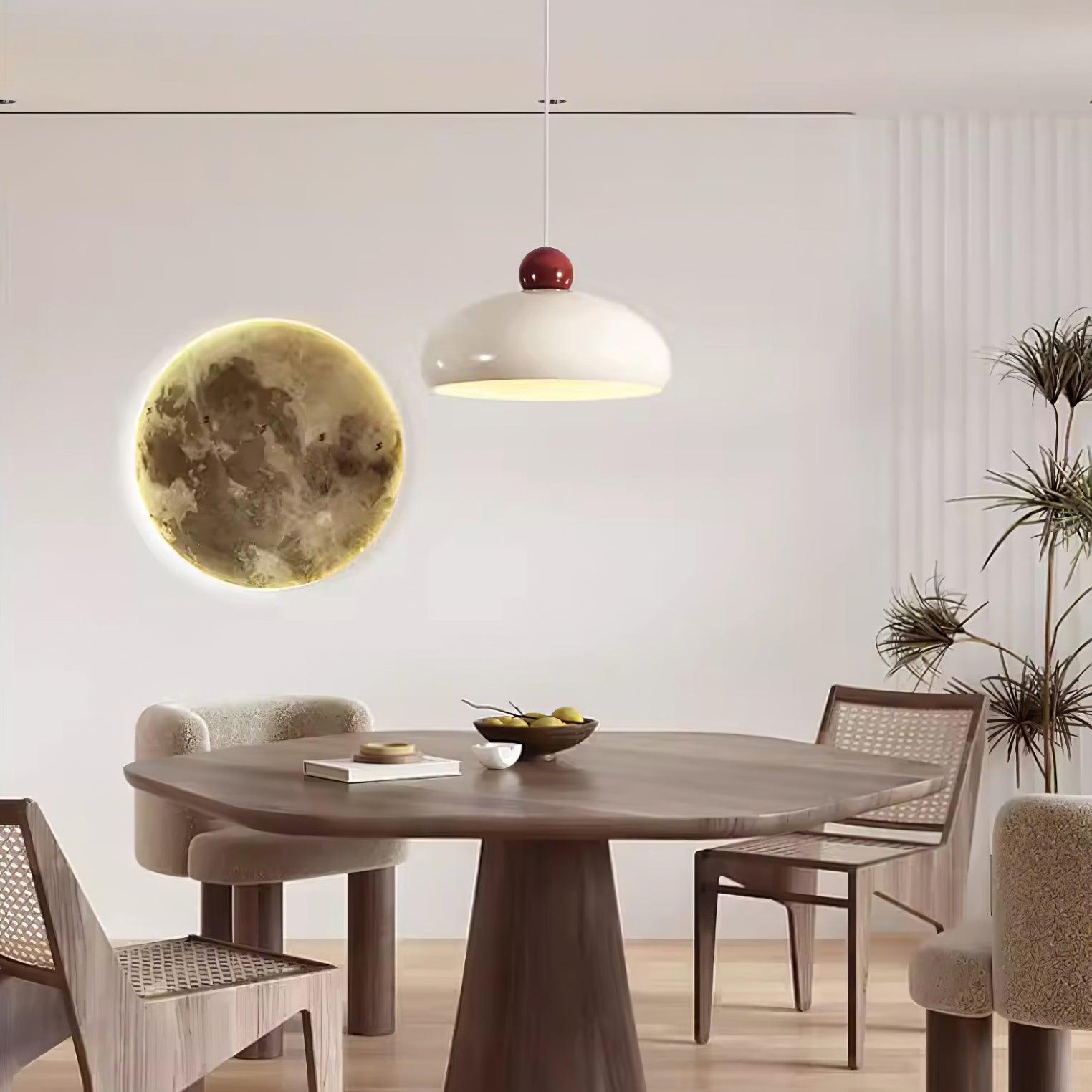 Pendant Light Dome Shade White Red Accent Urban Retro - Letslighting