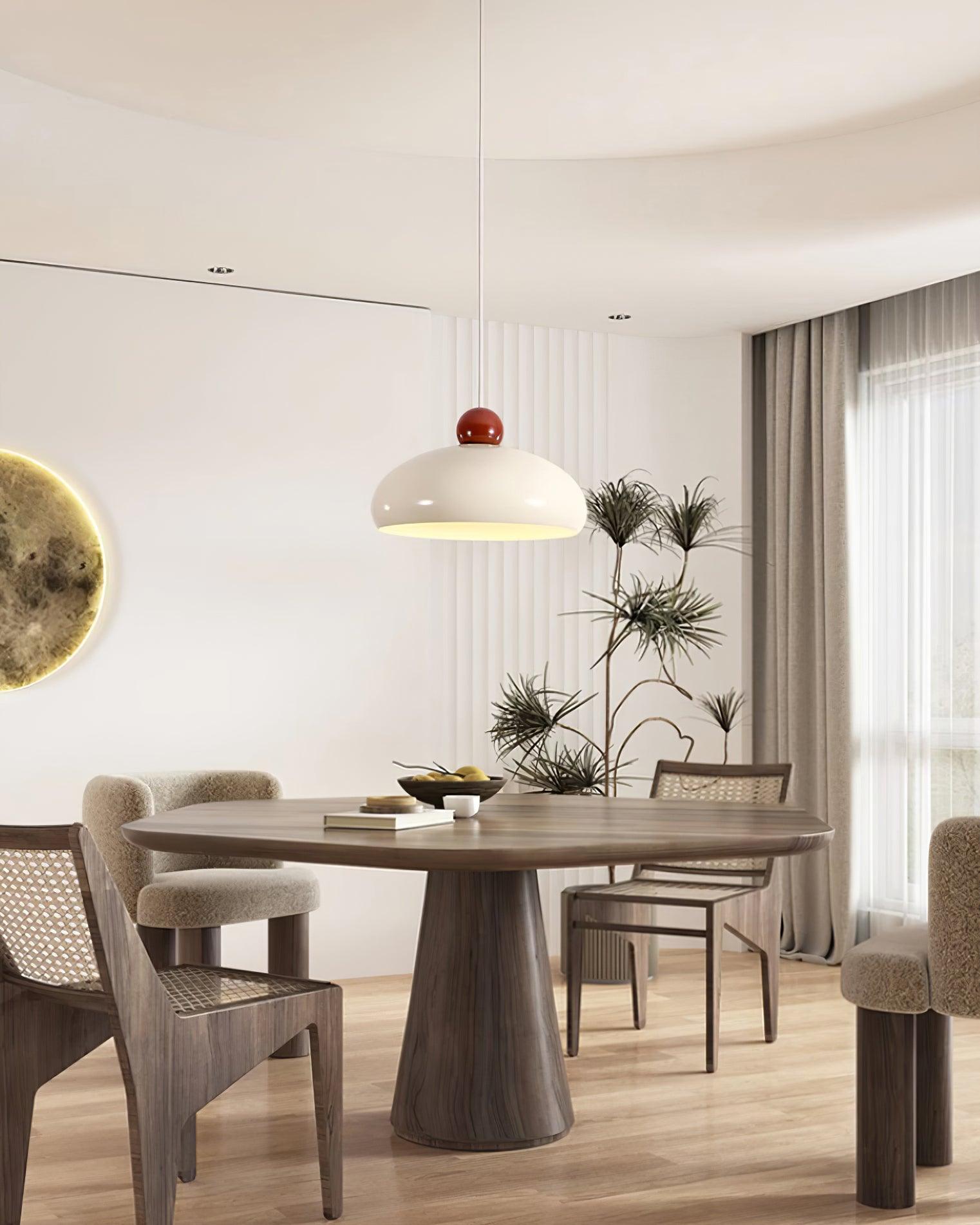 Pendant Light Dome Shade White Red Accent Urban Retro - Letslighting