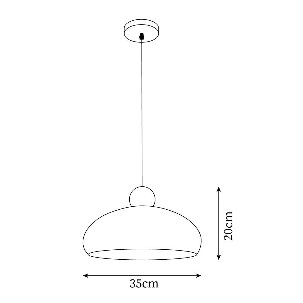 Pendant Light Dome Shade White Red Accent Urban Retro - Letslighting