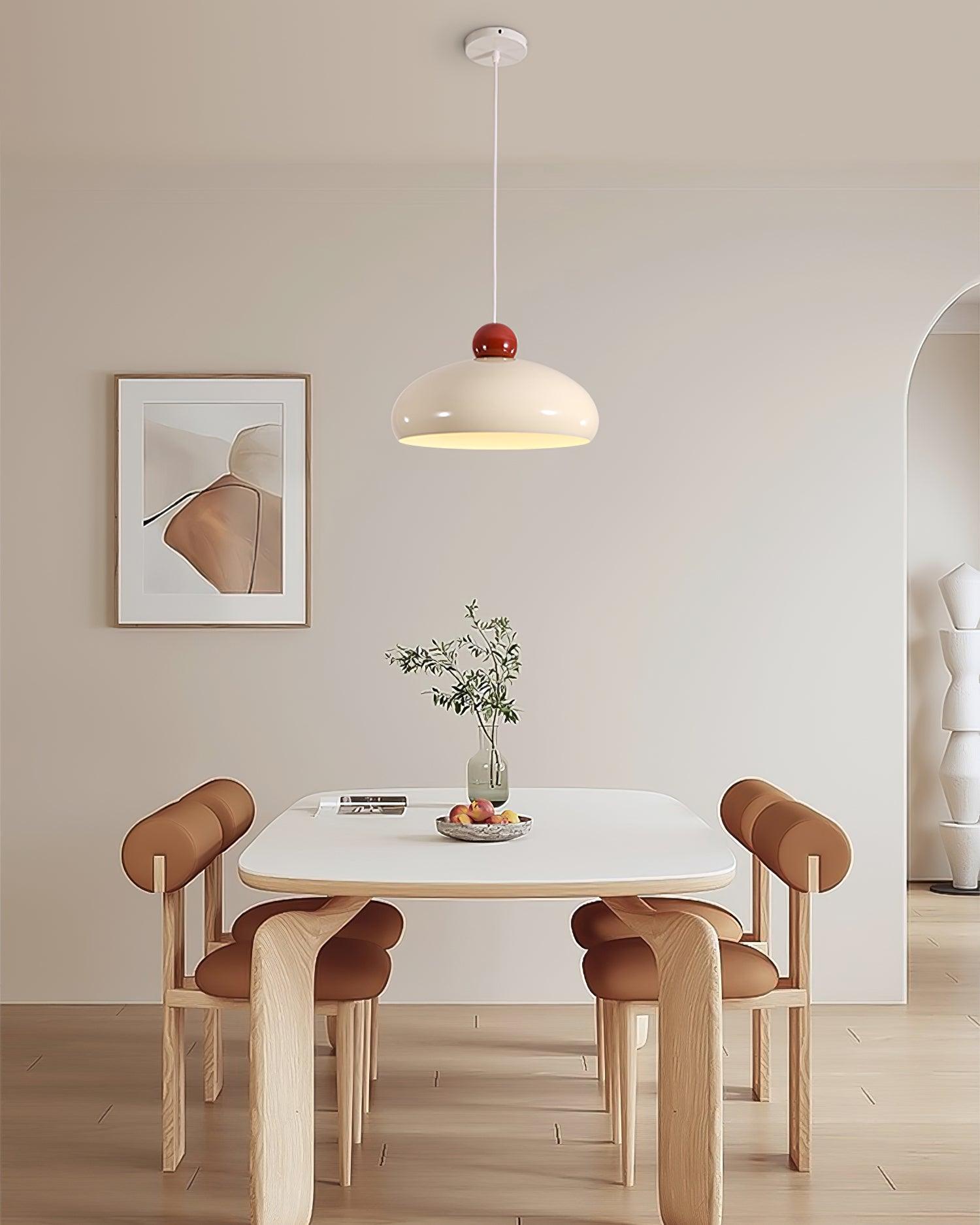 Pendant Light Dome Shade White Red Accent Urban Retro - Letslighting