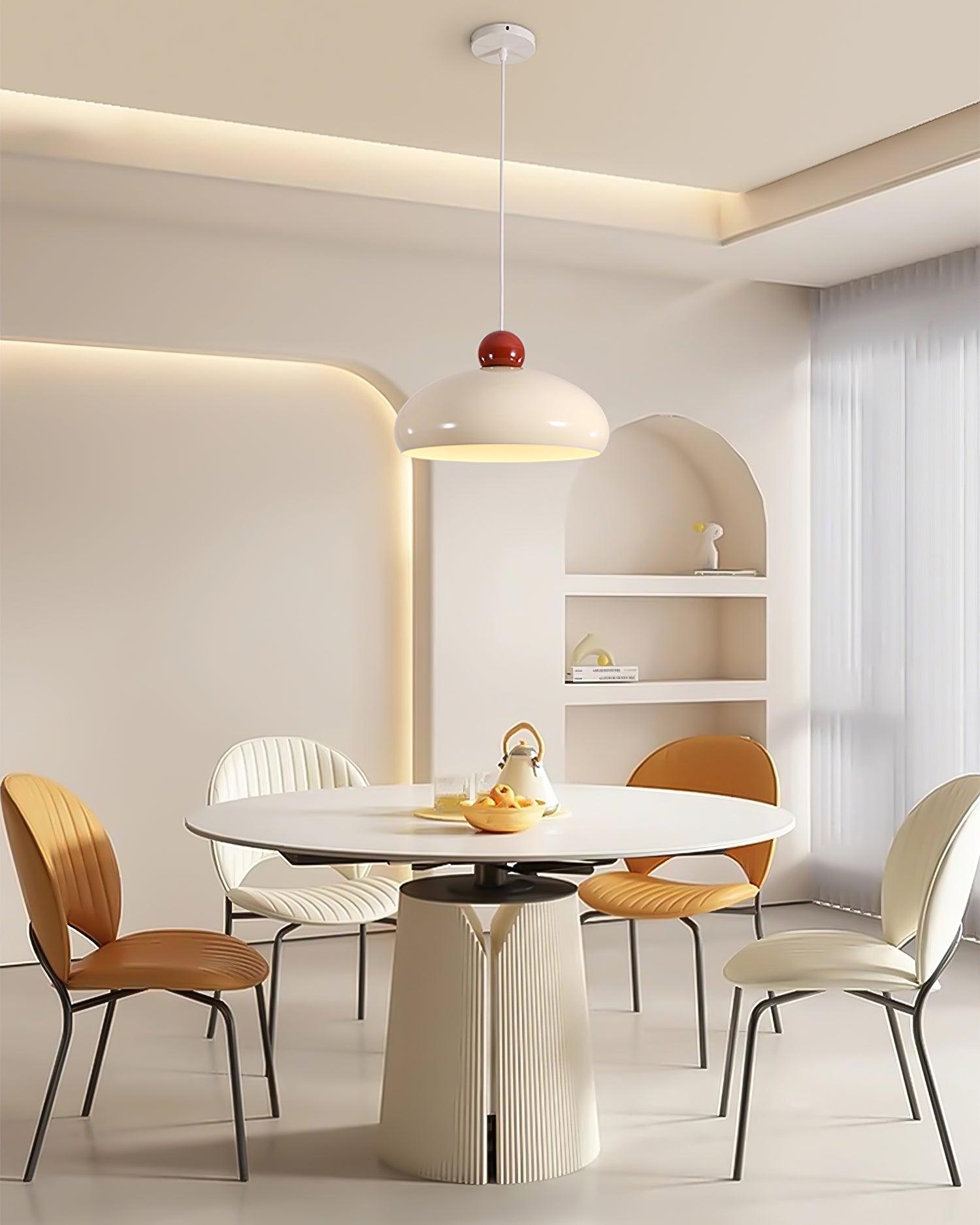 Pendant Light Dome Shade White Red Accent Urban Retro - Letslighting