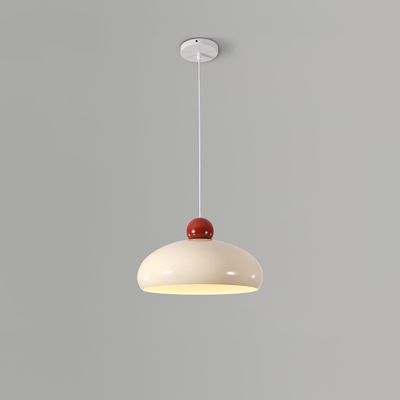 Pendant Light Dome Shade White Red Accent Urban Retro - Letslighting