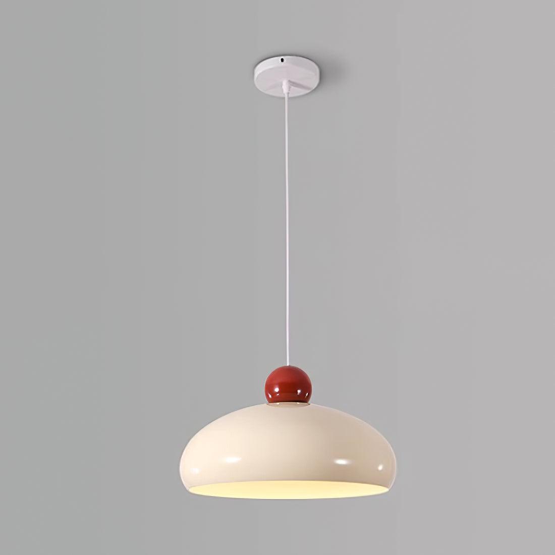 Pendant Light Dome Shade White Red Accent Urban Retro - Letslighting