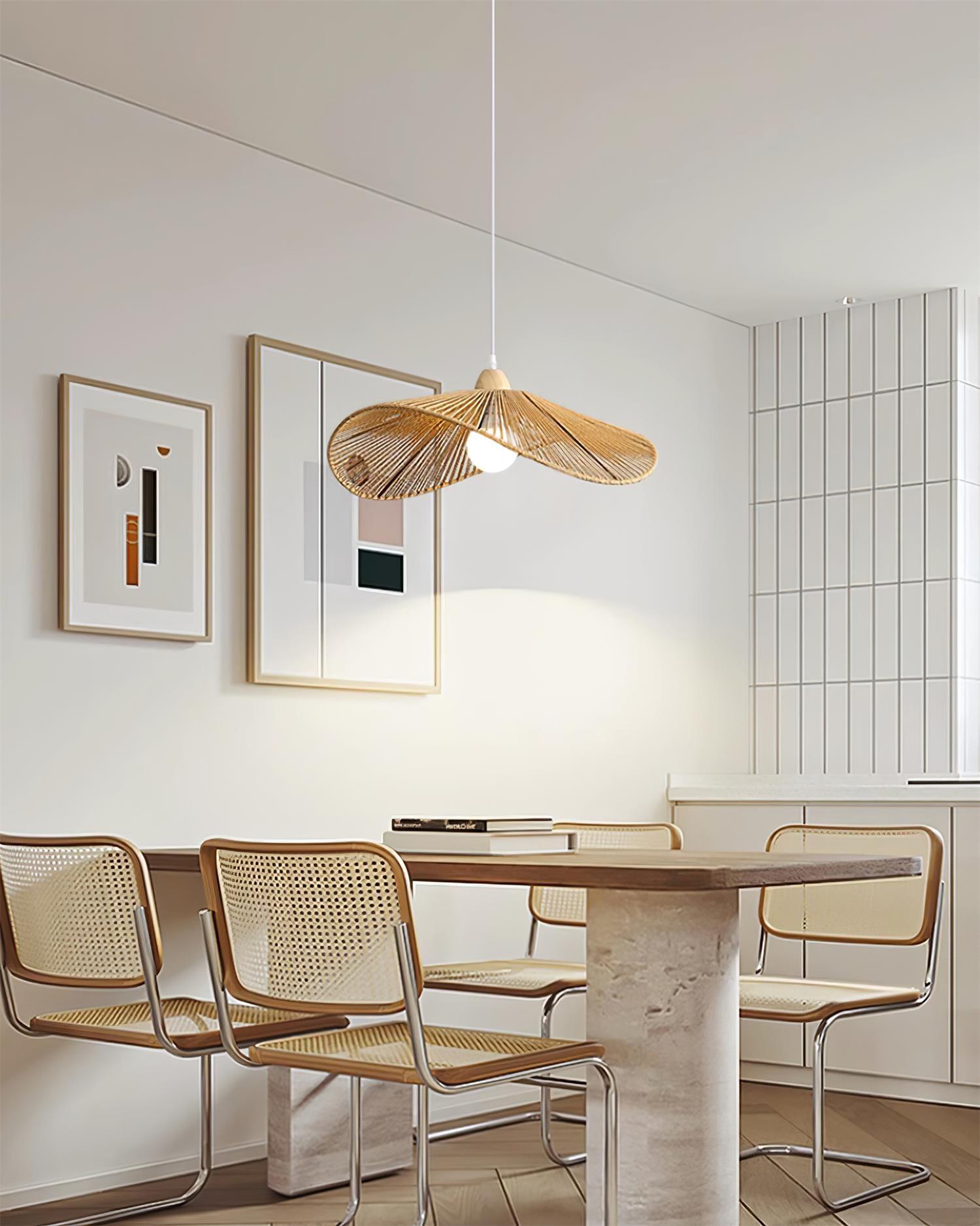 Pendant Lamp Woven Hemp Shade Sculptural Natural Modern - Letslighting