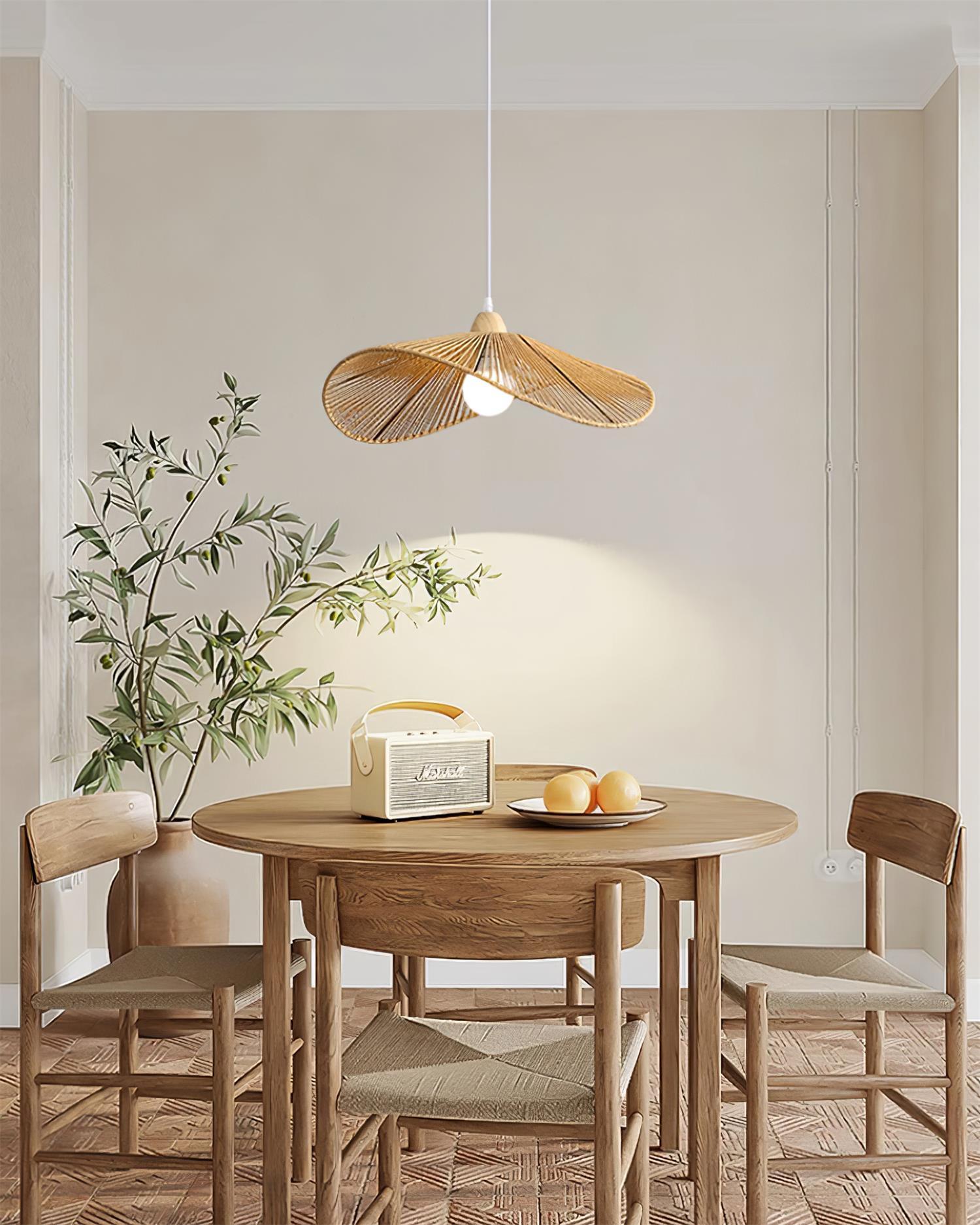 Pendant Lamp Woven Hemp Shade Sculptural Natural Modern - Letslighting