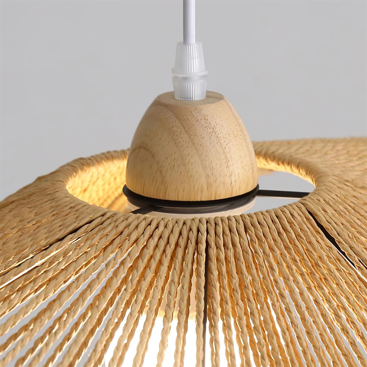 Pendant Lamp Woven Hemp Shade Sculptural Natural Modern - Letslighting