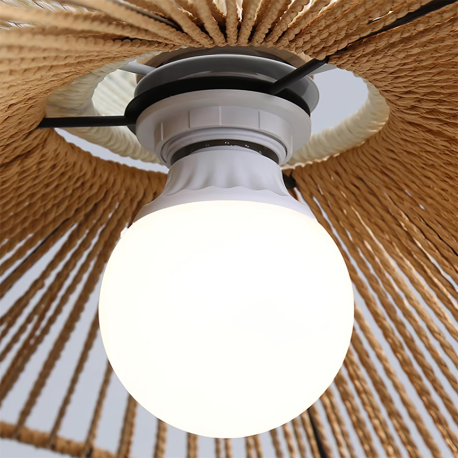 Pendant Lamp Woven Hemp Shade Sculptural Natural Modern - Letslighting