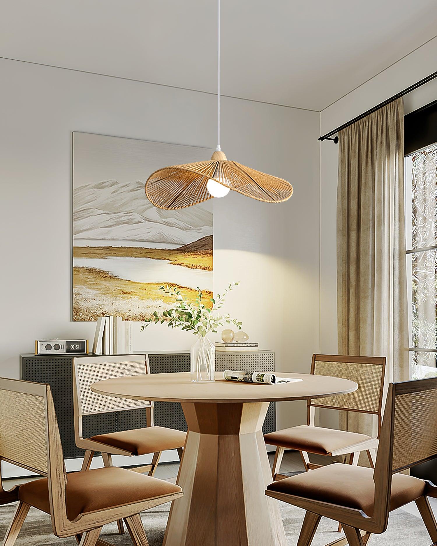 Pendant Lamp Woven Hemp Shade Sculptural Natural Modern - Letslighting