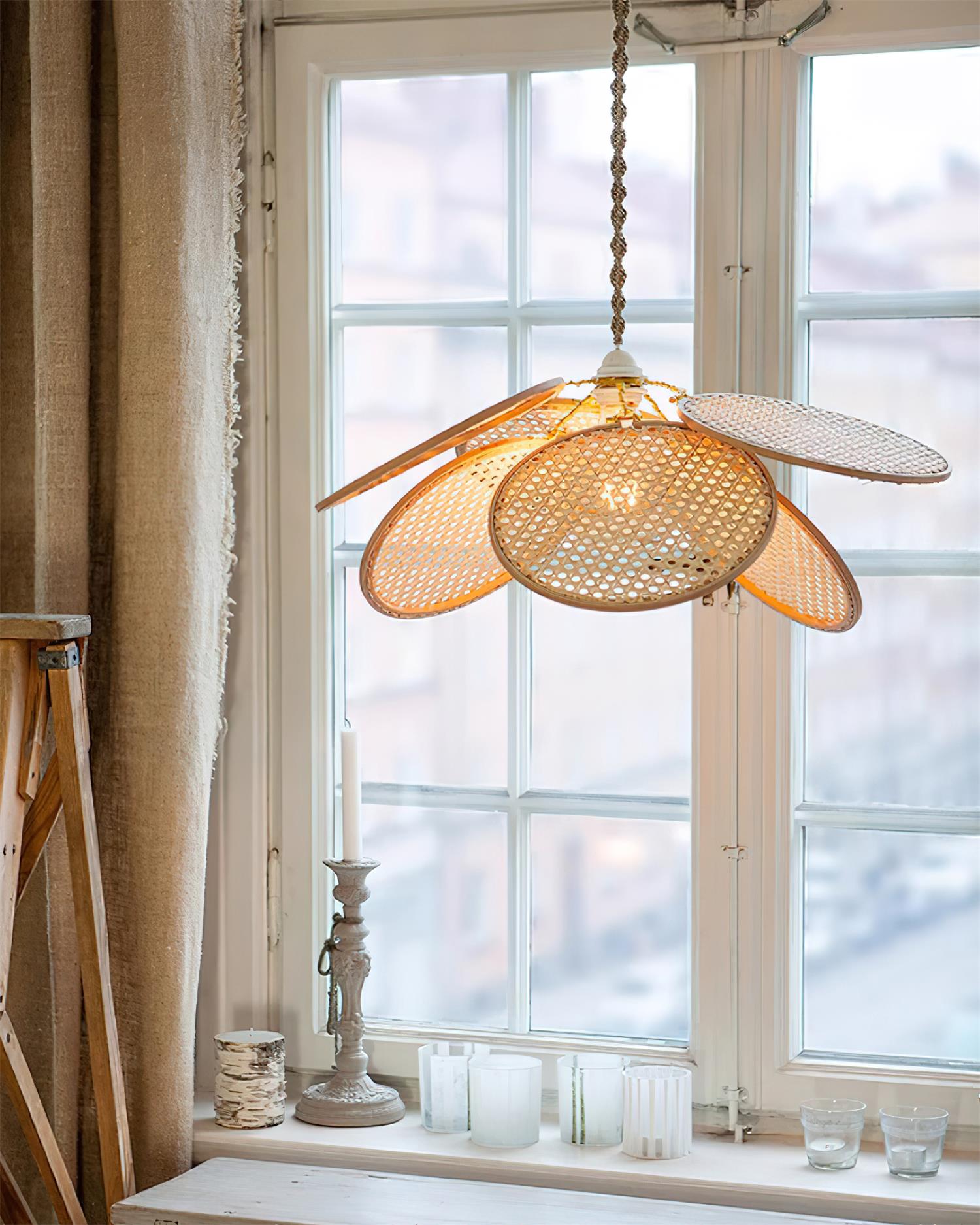 Kloe Pendant Lamp Petal Rattan Organic Bohemian - Letslighting