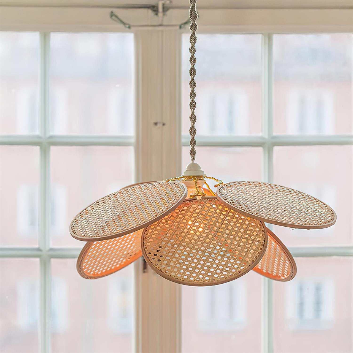 Kloe Pendant Lamp Petal Rattan Organic Bohemian - Letslighting