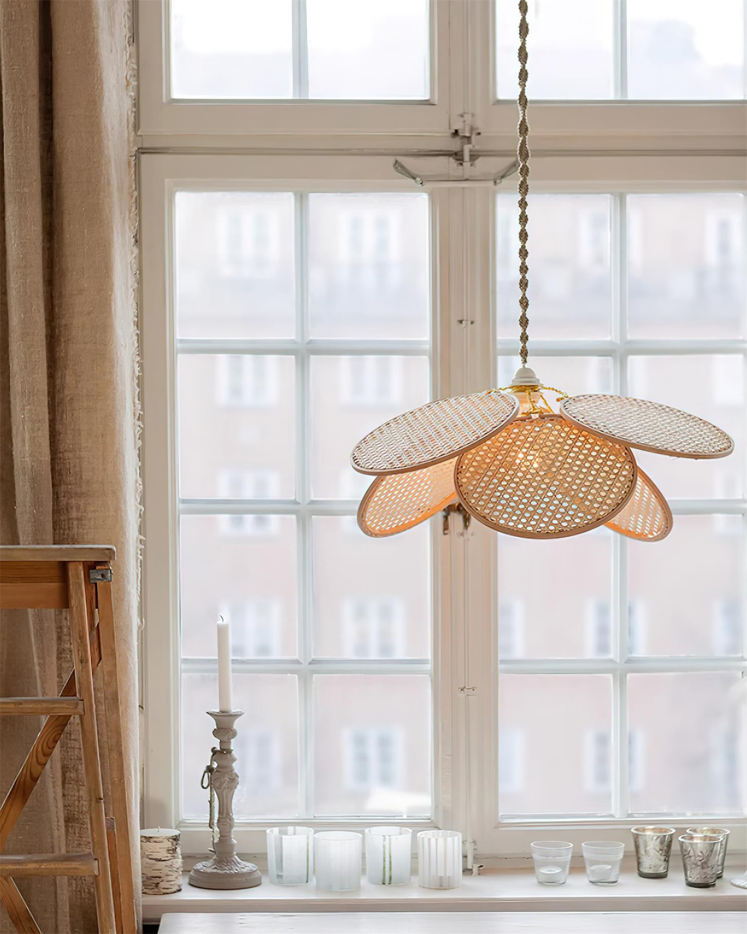 Kloe Pendant Lamp Petal Rattan Organic Bohemian - Letslighting