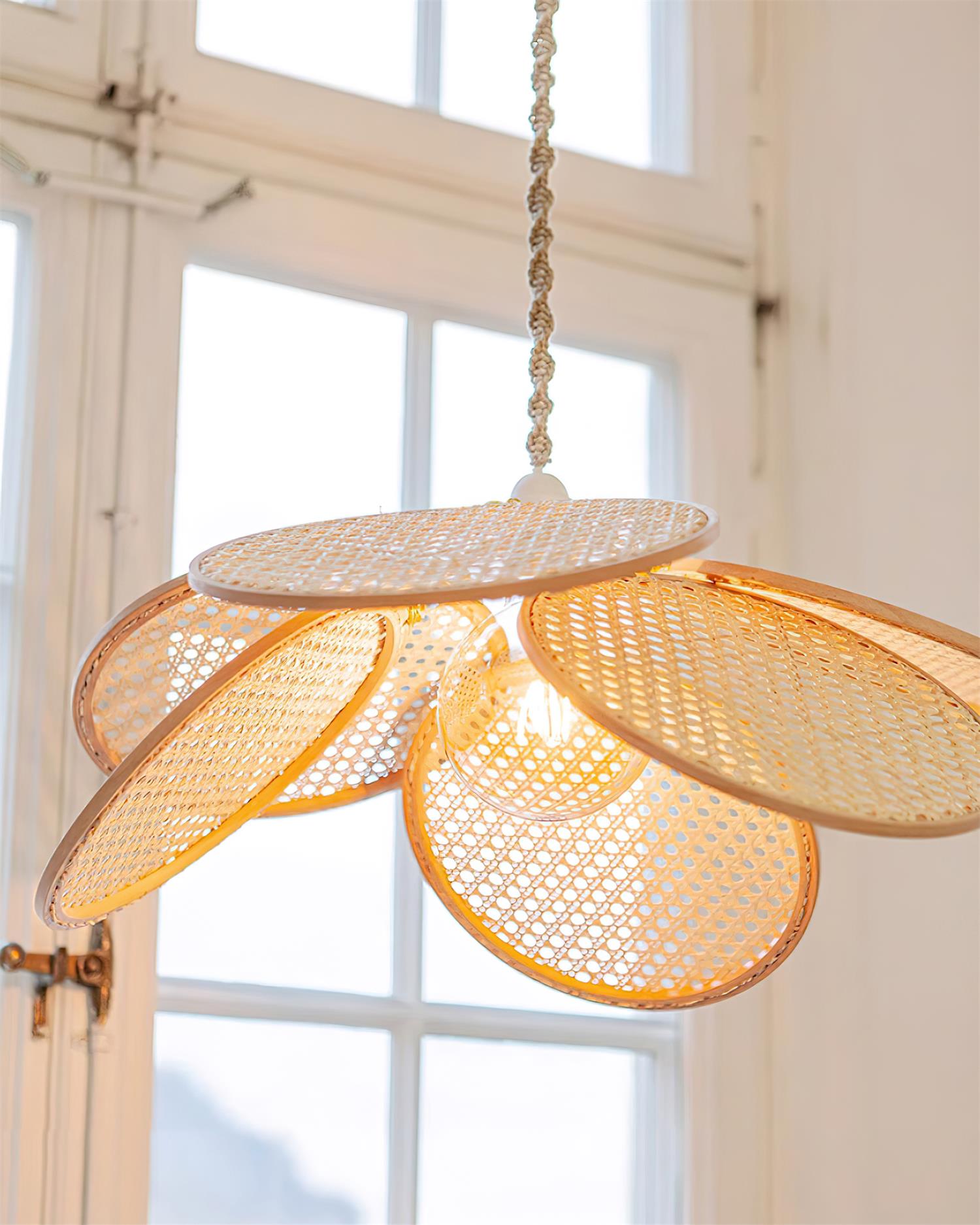 Kloe Pendant Lamp Petal Rattan Organic Bohemian - Letslighting