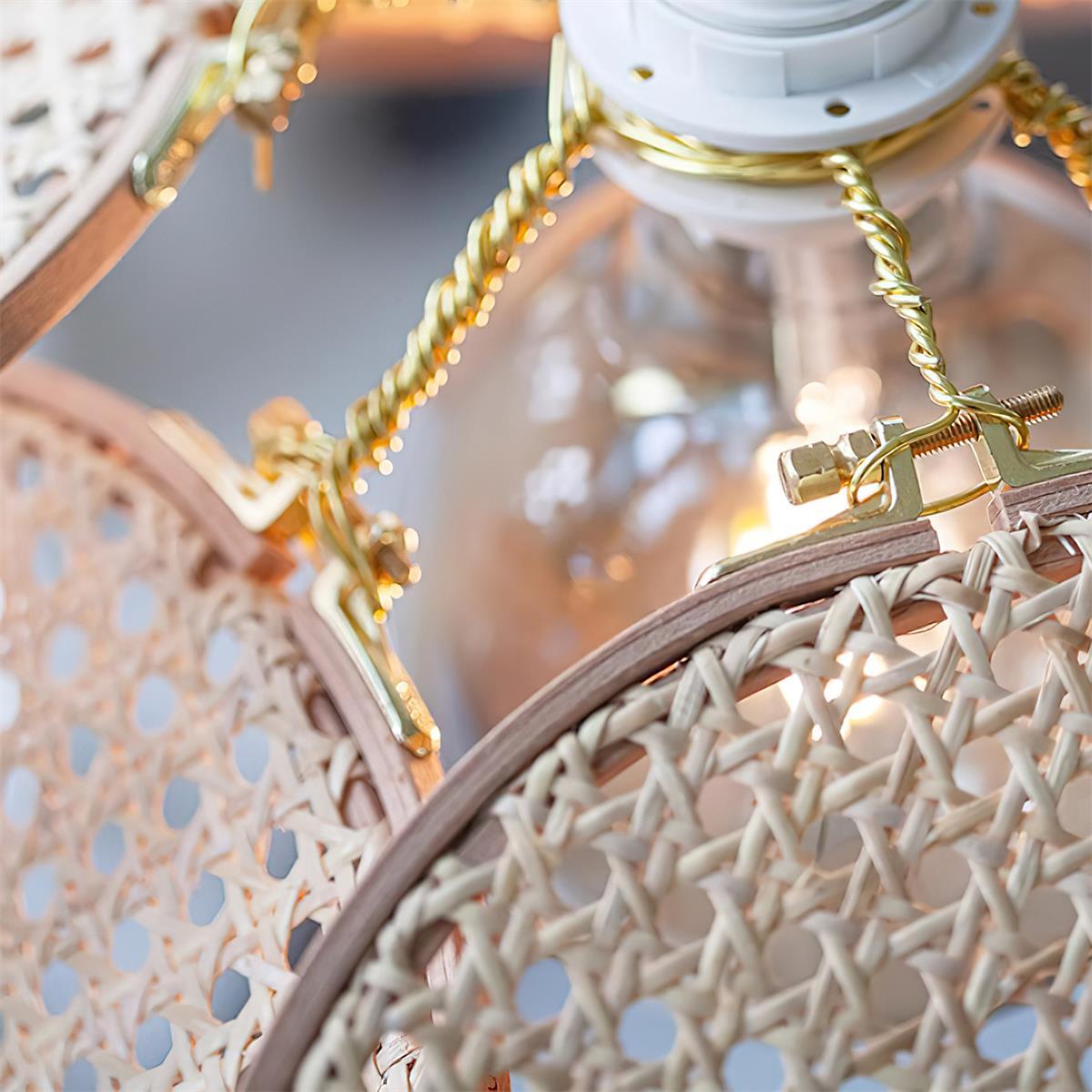 Kloe Pendant Lamp Petal Rattan Organic Bohemian - Letslighting
