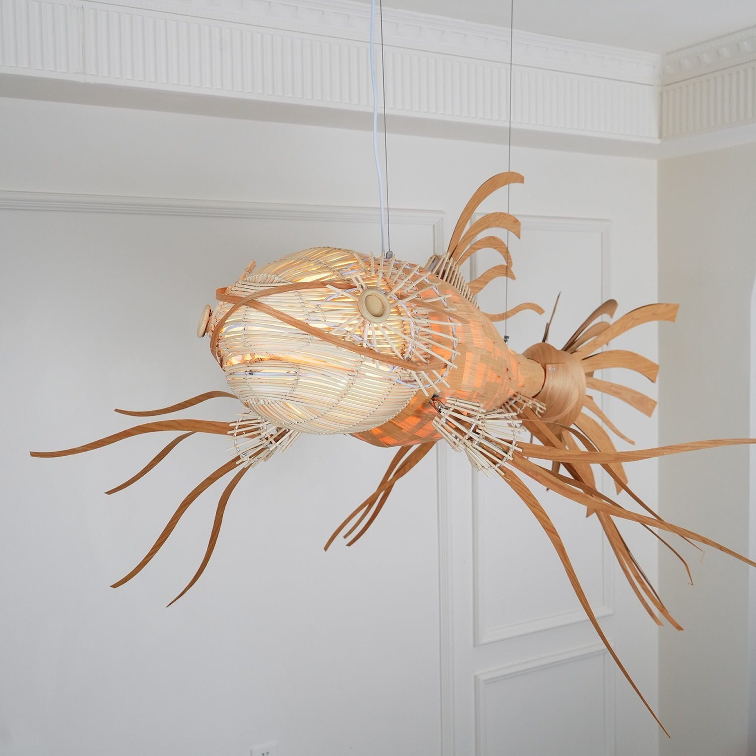 Lustra Chandelier Wooden Fish Handmade - Letslighting