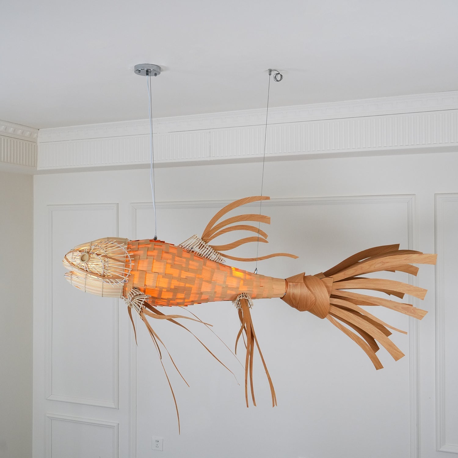Lustra Chandelier Wooden Fish Handmade - Letslighting