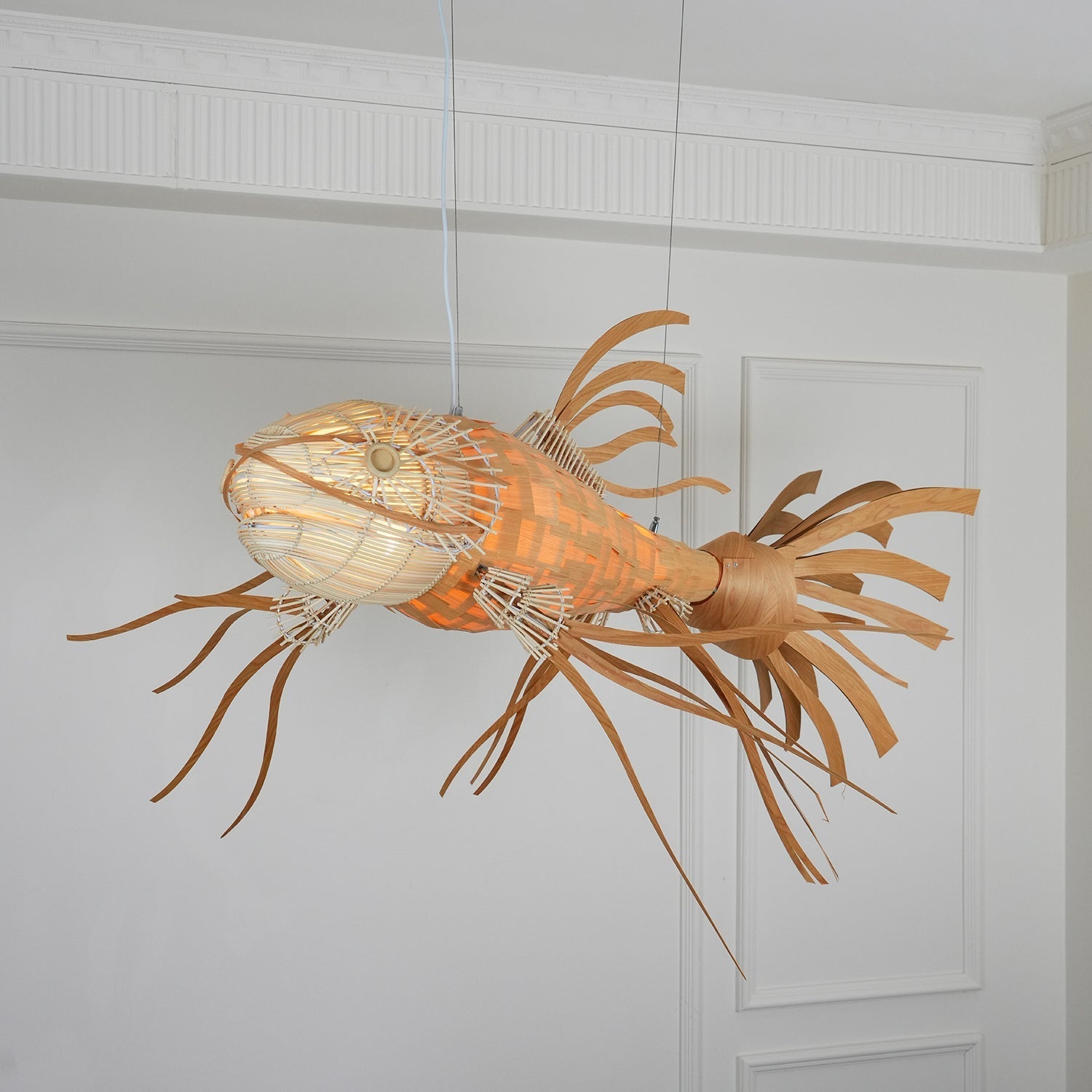 Lustra Chandelier Wooden Fish Handmade - Letslighting