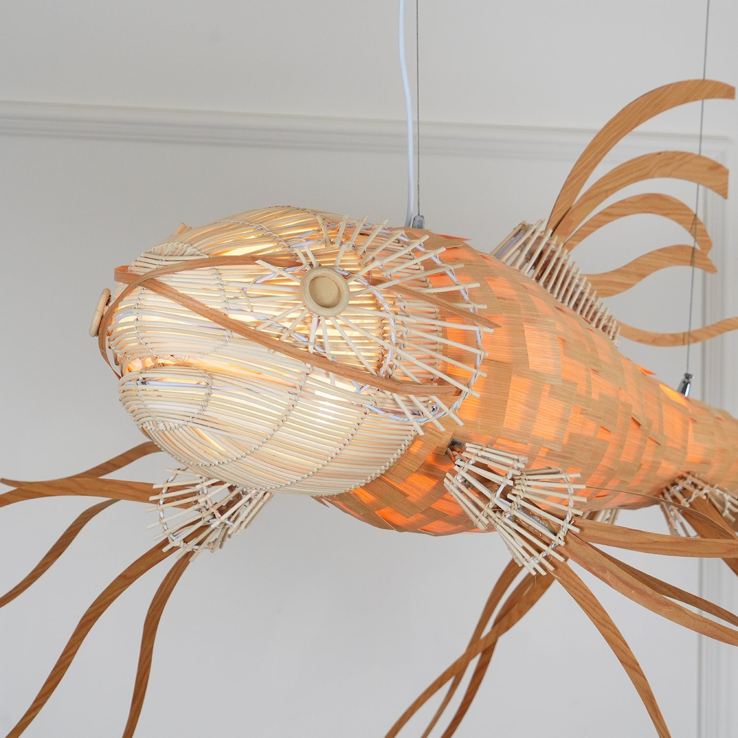 Lustra Chandelier Wooden Fish Handmade - Letslighting