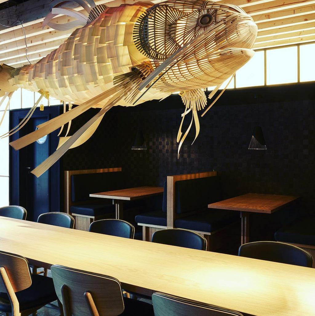 Lustra Chandelier Wooden Fish Handmade - Letslighting