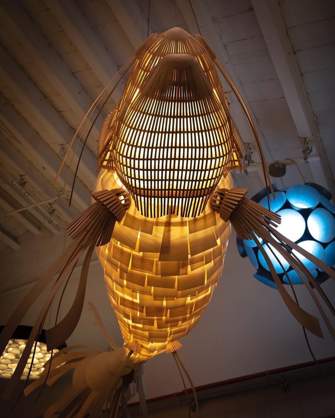 Lustra Chandelier Wooden Fish Handmade - Letslighting