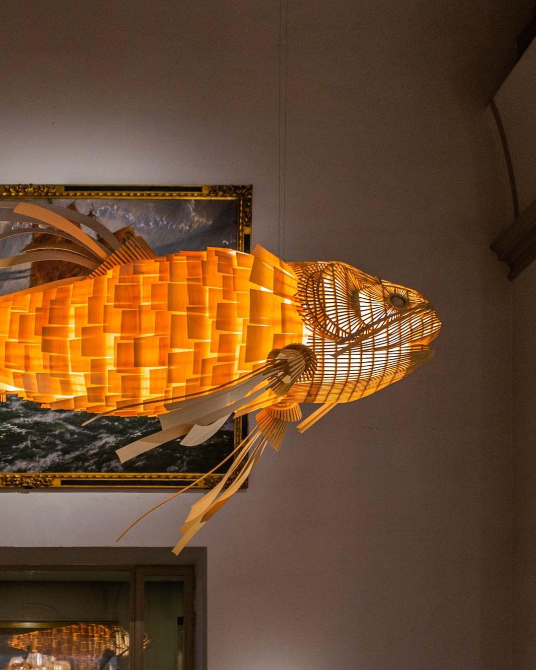 Lustra Chandelier Wooden Fish Handmade - Letslighting