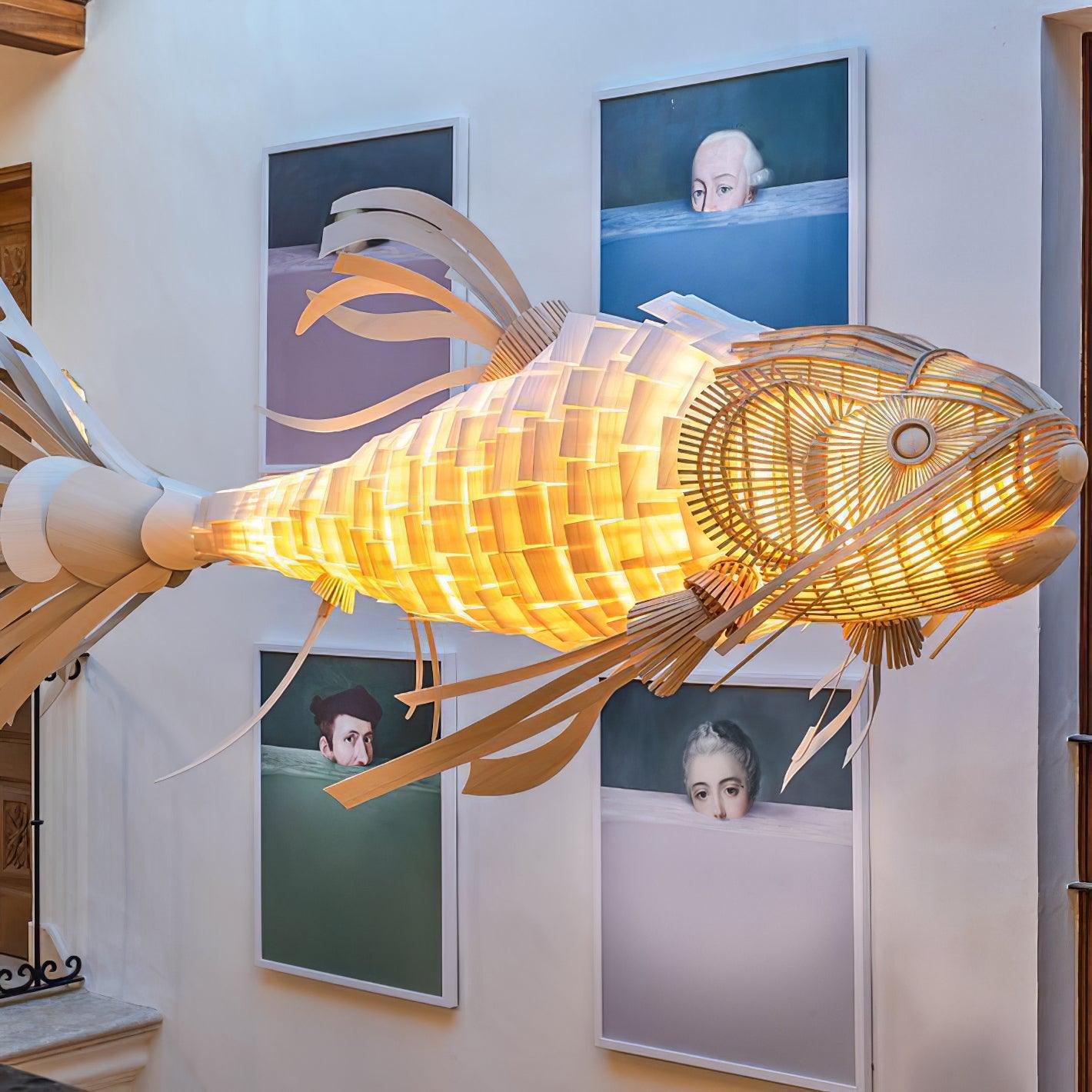 Lustra Chandelier Wooden Fish Handmade - Letslighting