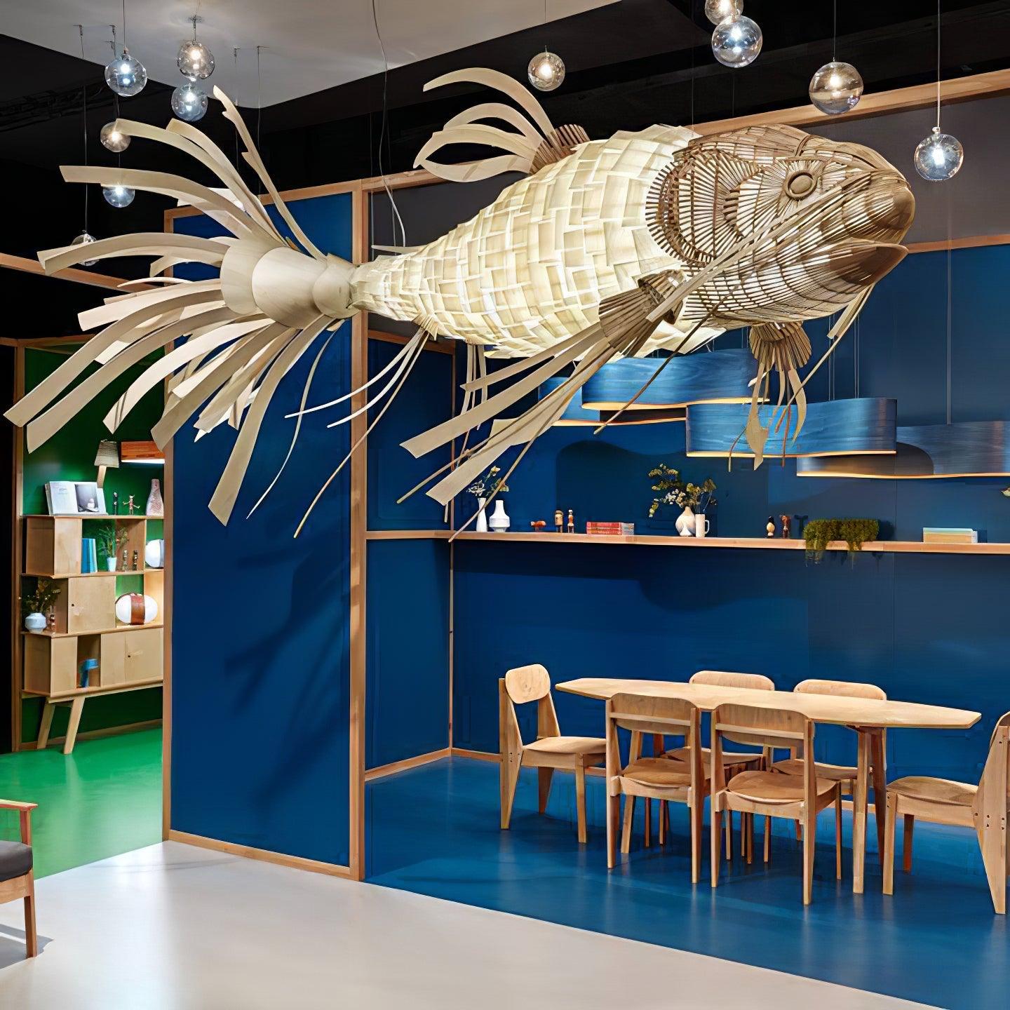 Lustra Chandelier Wooden Fish Handmade - Letslighting